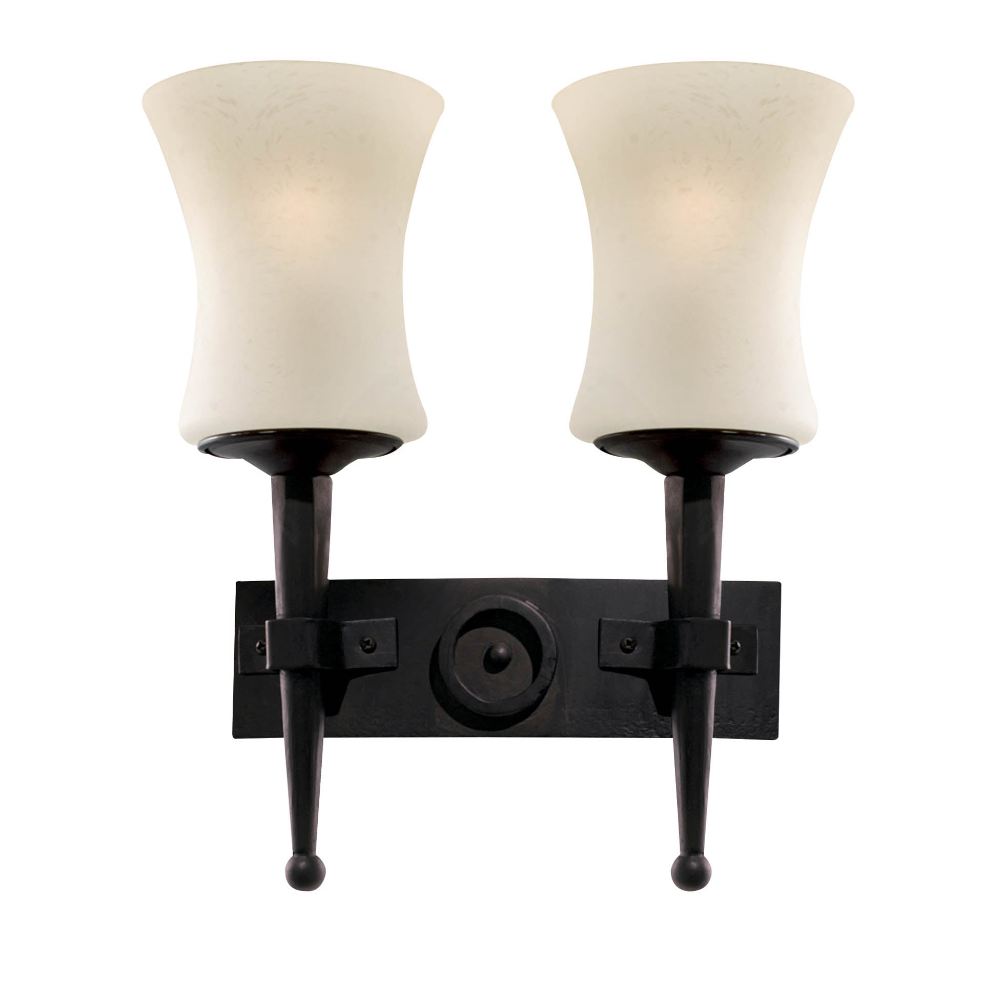 Cartwheel Wall Light - Black Metal & Sanded Glass