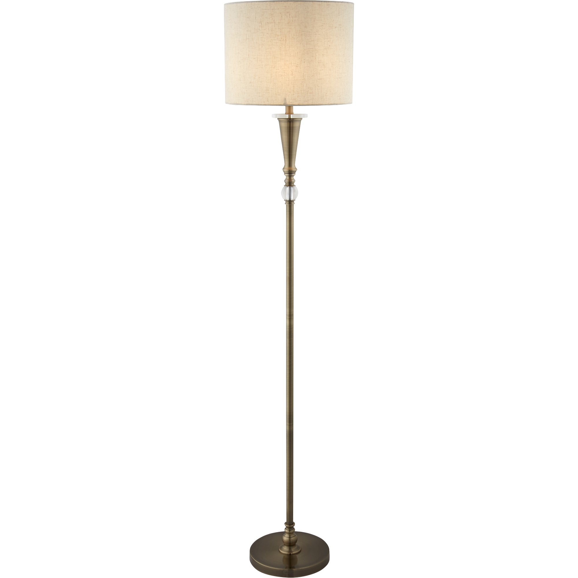 Oscar Floor Lamp - Antique Brass Metal & Linen