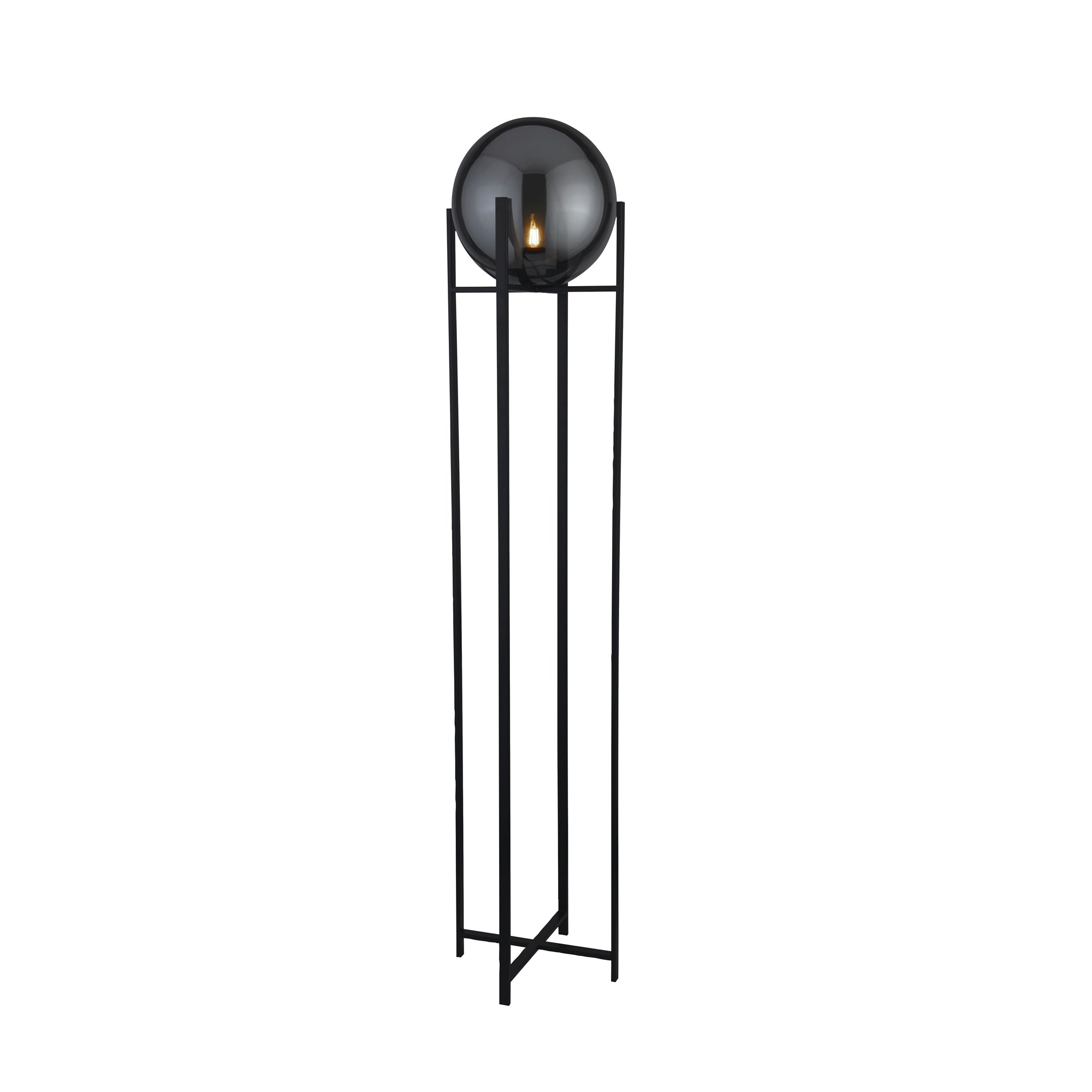 Amsterdam Floor Lamp - Black Metal & Smoked Glass