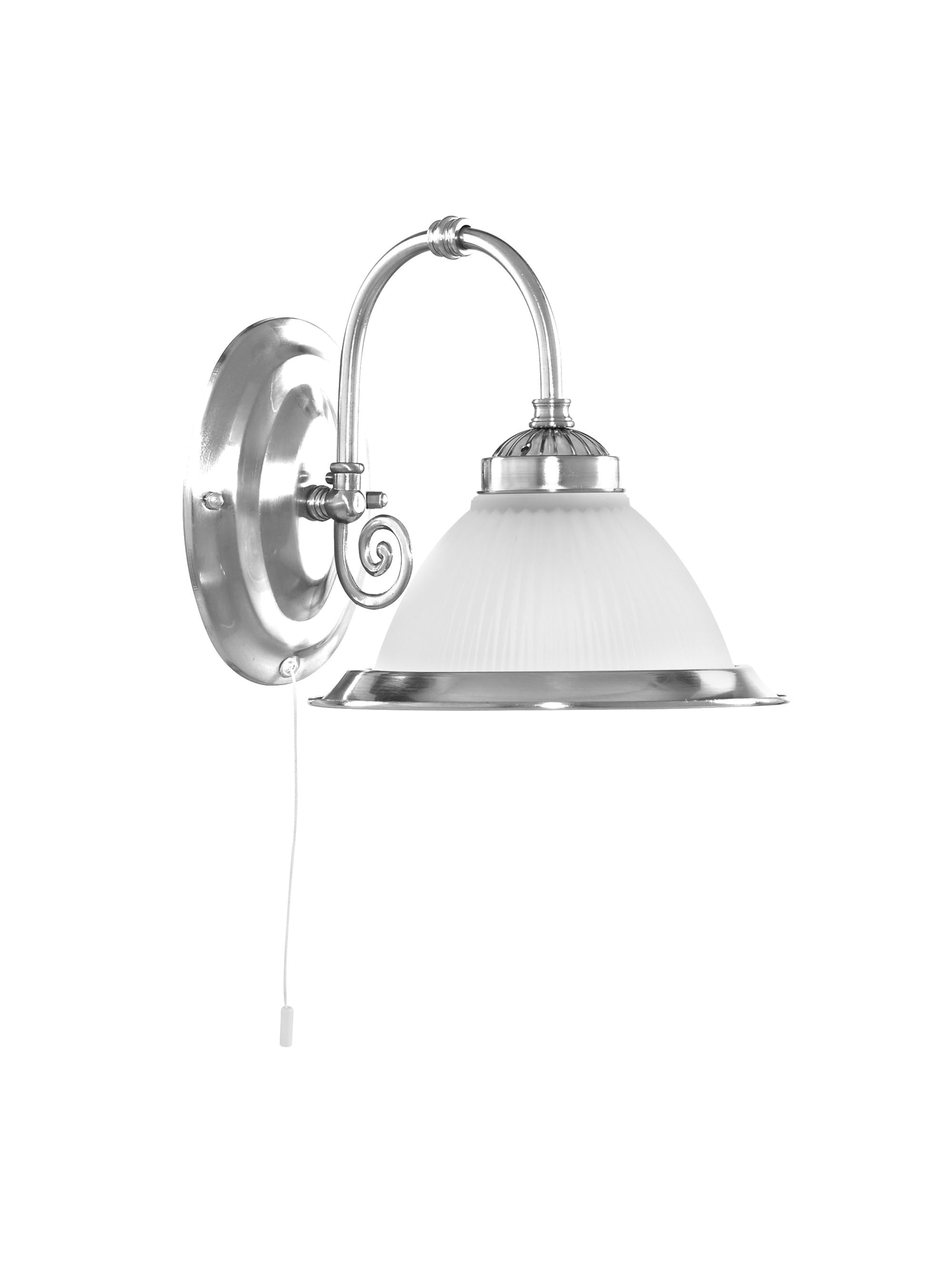 American Diner Wall Light - Satin Silver Metal & Acid Glass