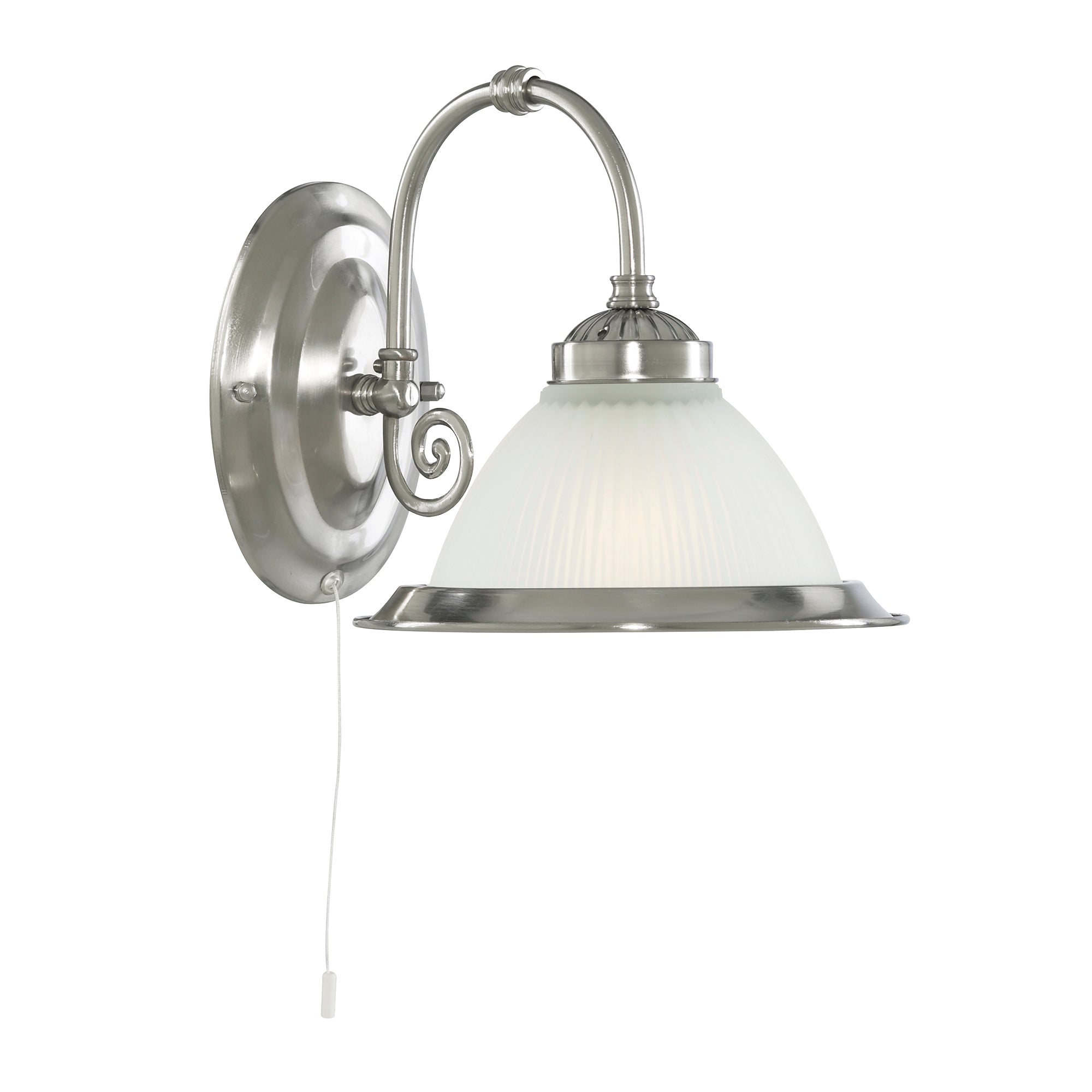 American Diner Wall Light - Glass Satin Silver Metal & Acid Glass