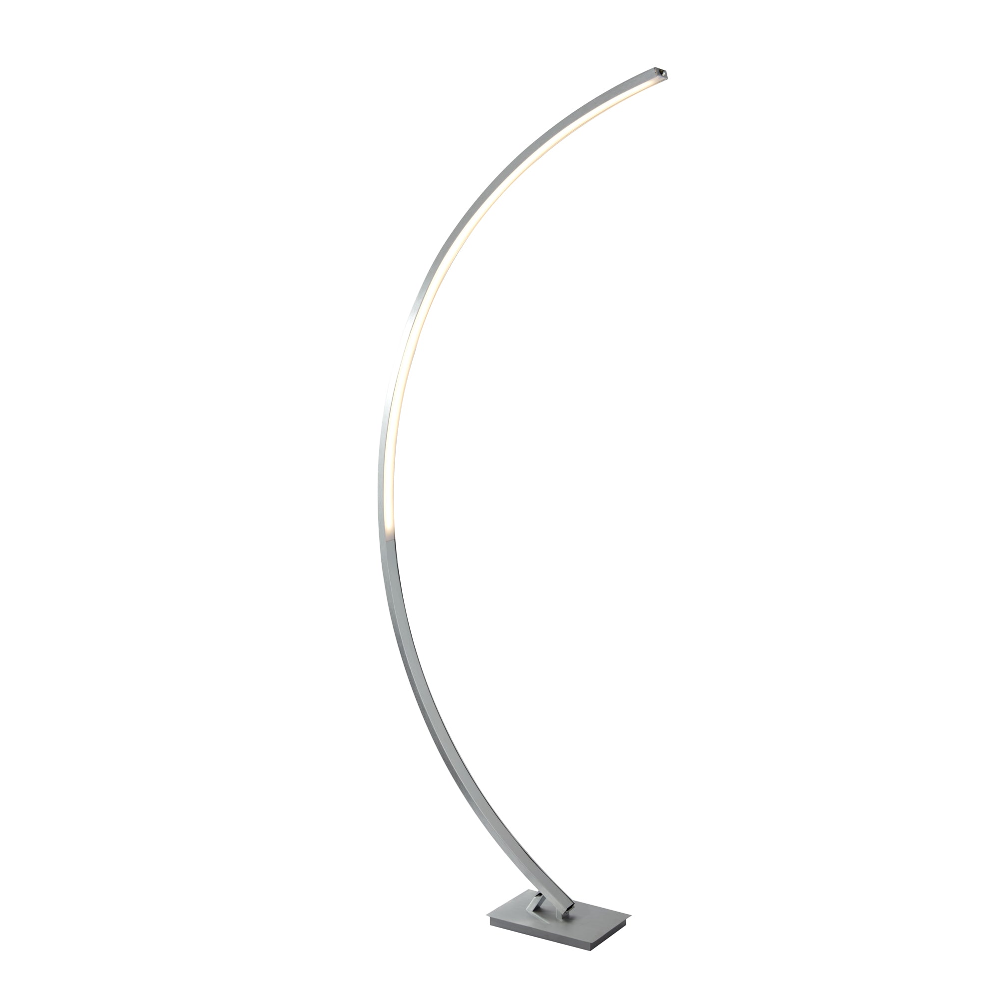 Colton LED Curved Floor Lamp - Satin Silver & Opal