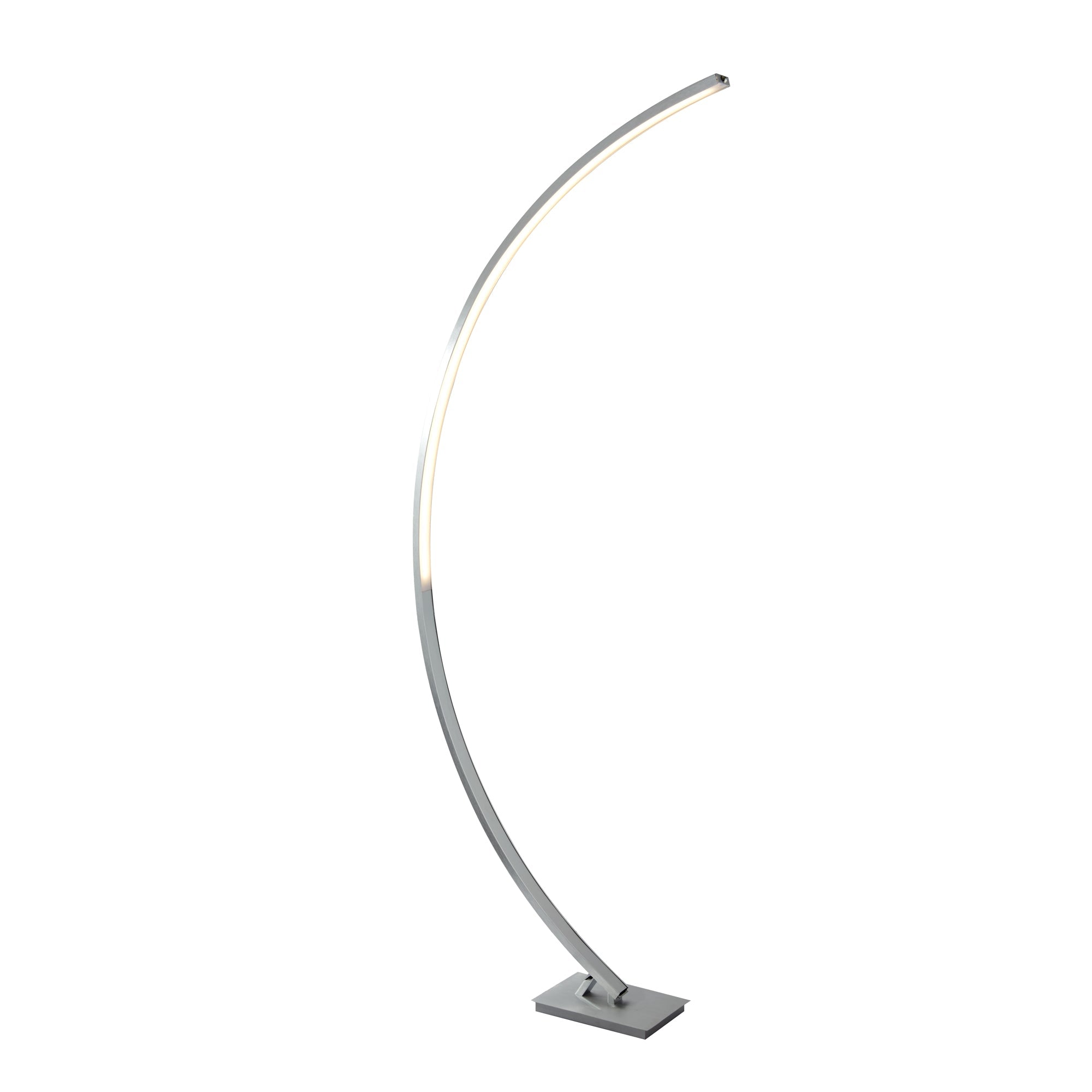 Colton LED Curved Floor Lamp - Satin Silver & Opal
