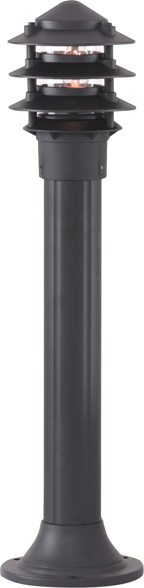 Bollards Outdoor Post - Black Metal & Clear Glass