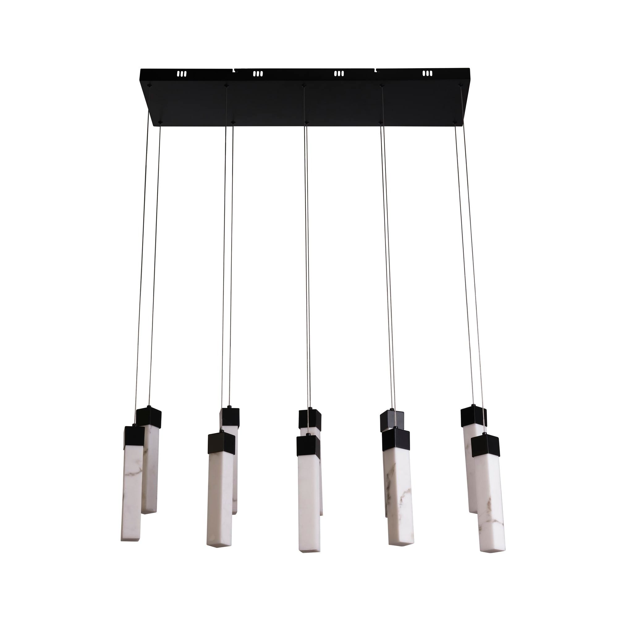 Moonbeam 10Lt Pendant, Black Metal & Marbleised Resin