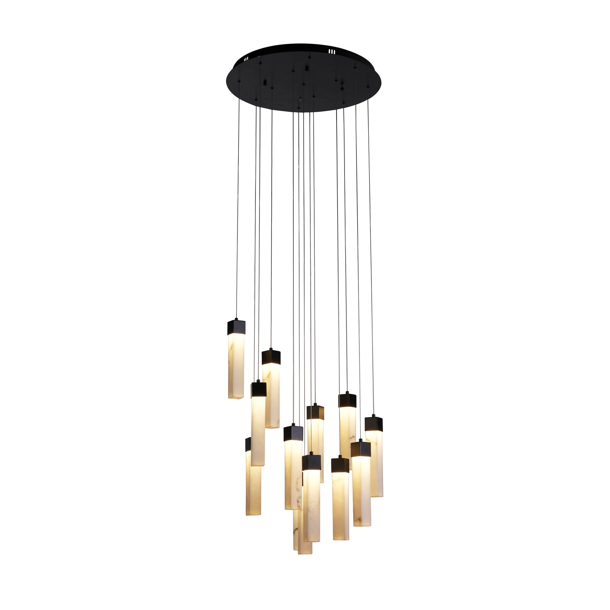 Moonbeam 13Lt Pendant, Black Metal & Marbleised Resin