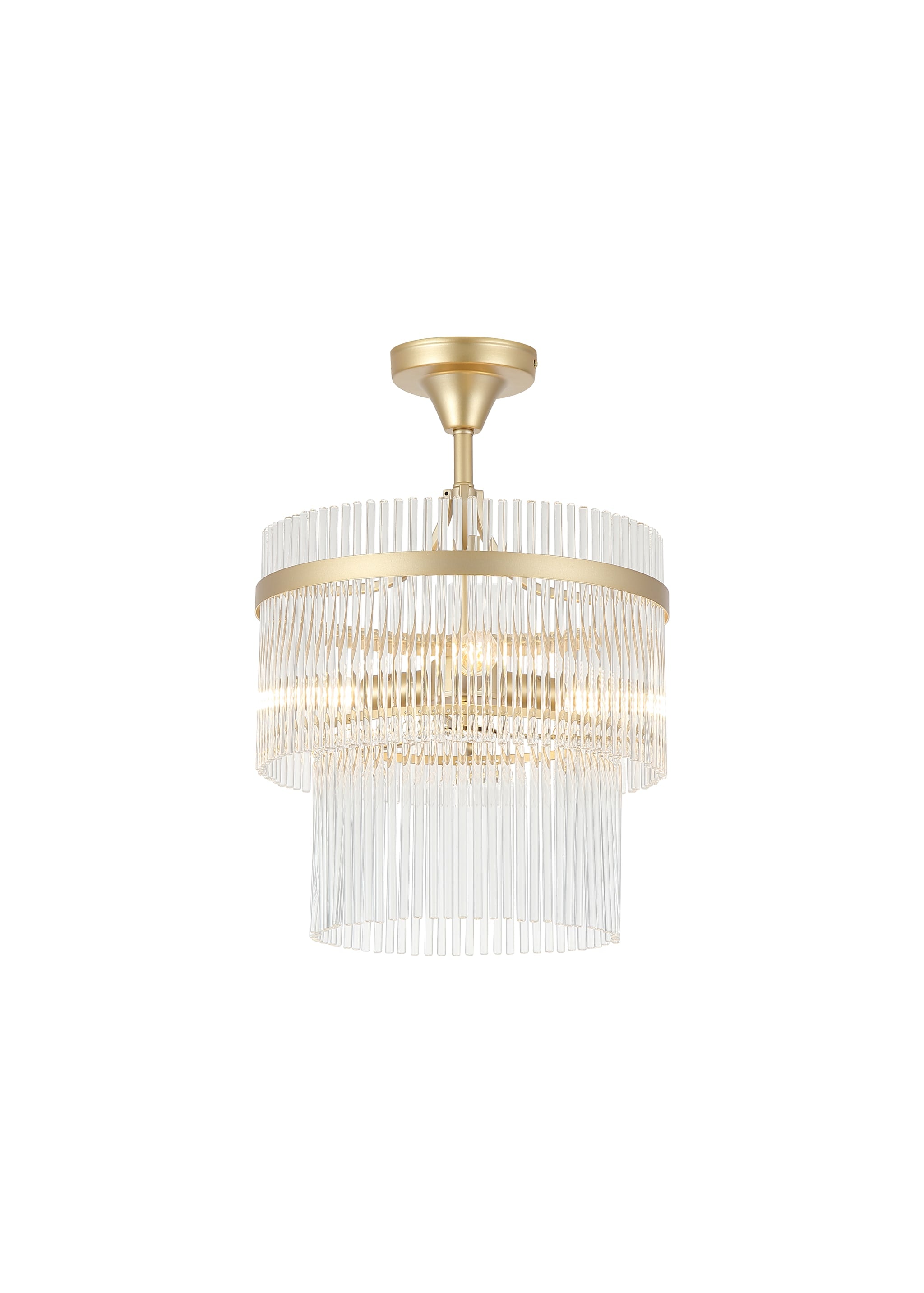 Lara 3Lt Semi Flush - Gold Metal, Clear Glass Rods