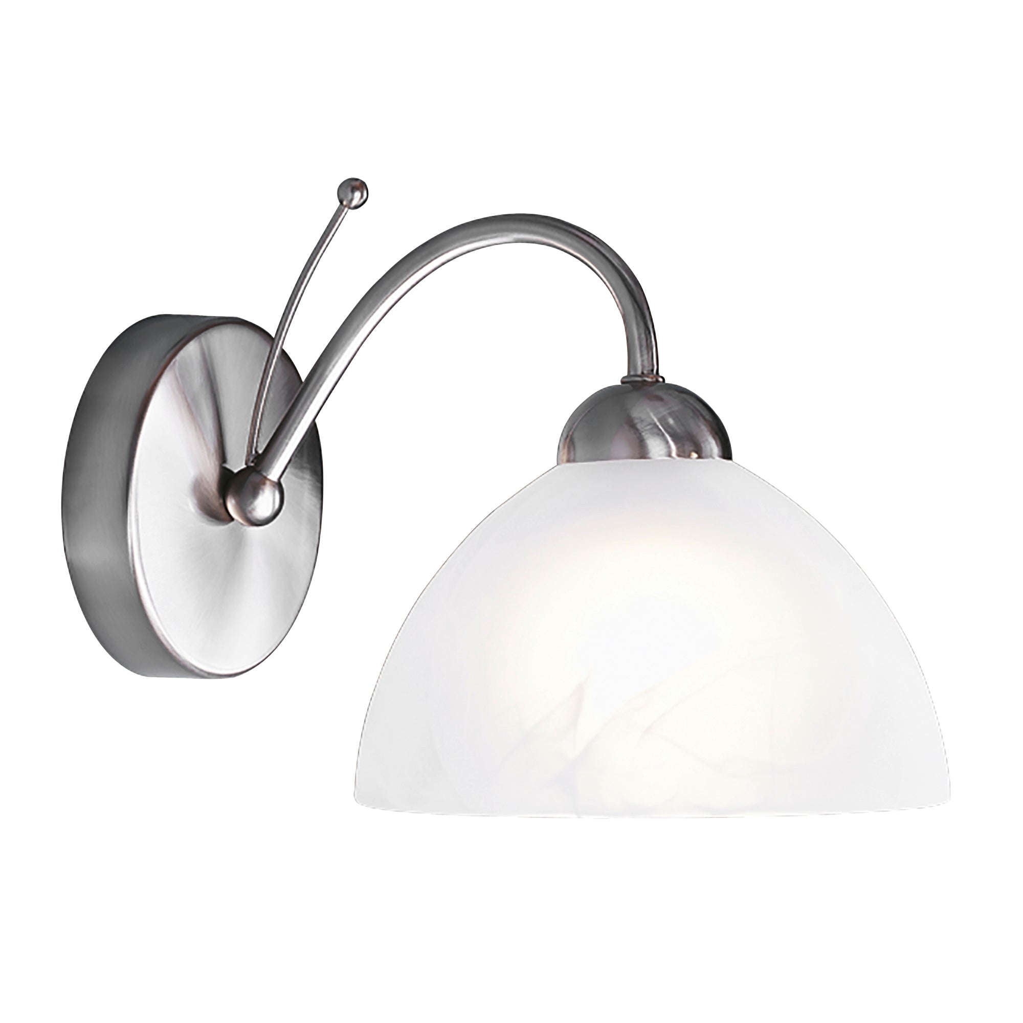 Milanese Wall Light - Antique Brass Metal & Alabaster Glass Satin Silver