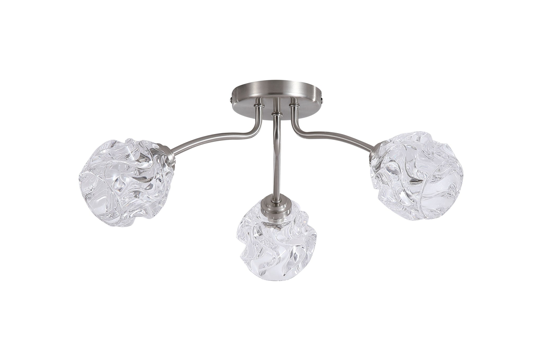 Astral 3Lt Flush, Satin Nickel Metal With Glass Shades
