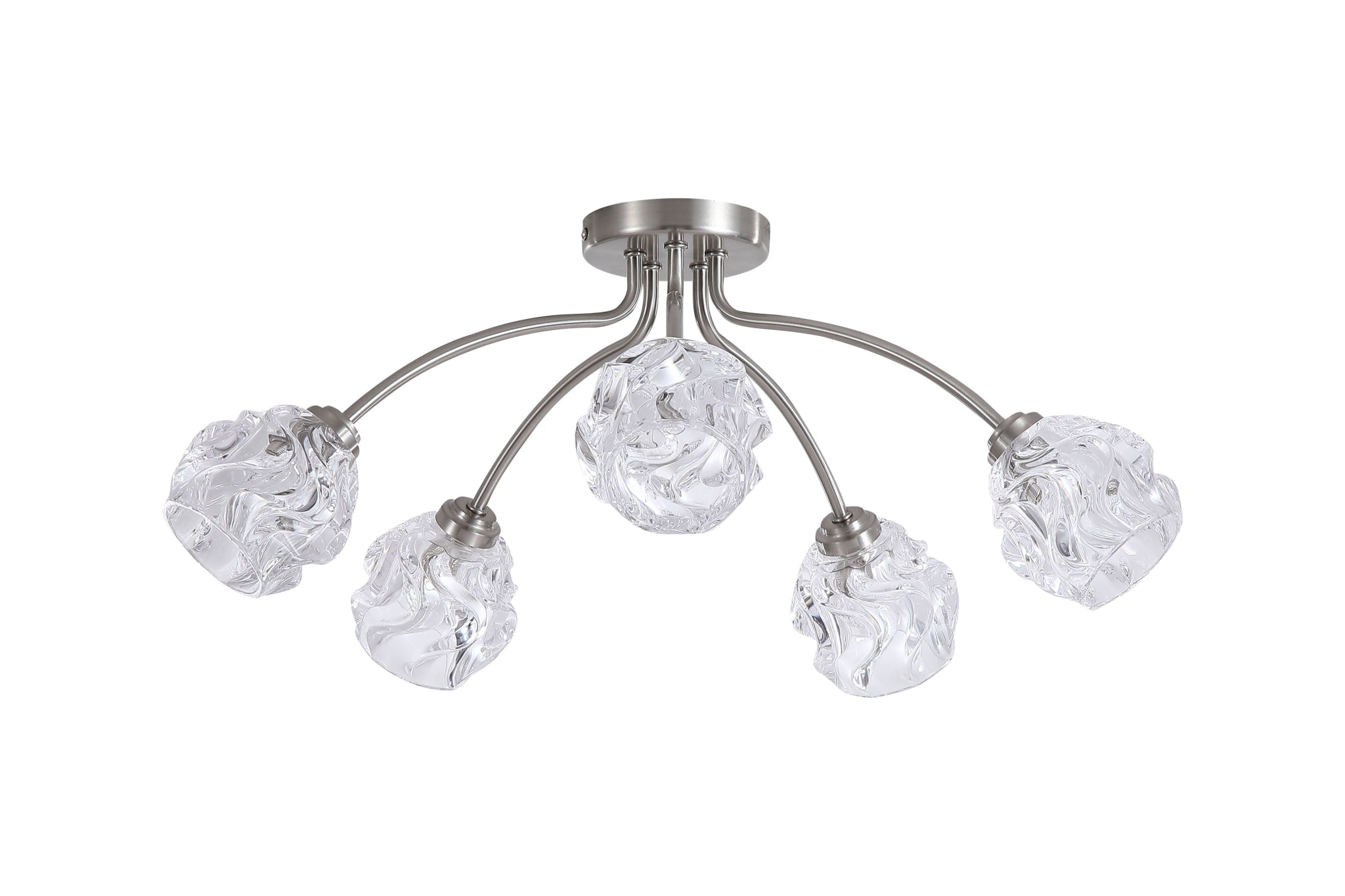 Astral 5Lt Flush, Satin Nickel Metal With Glass Shades