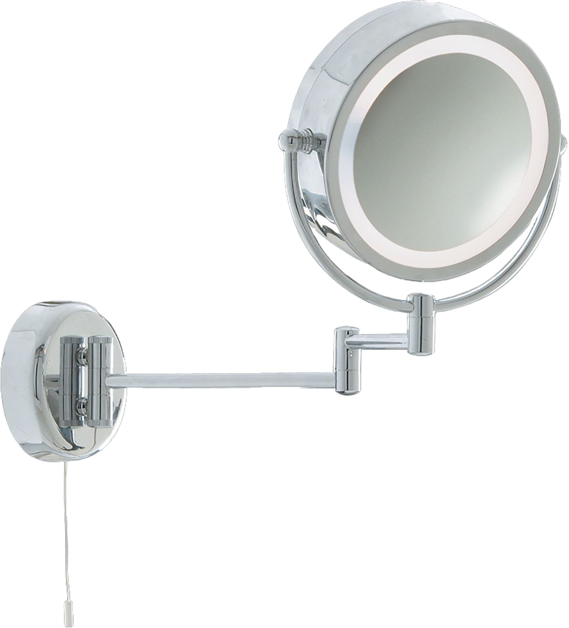 Illuminating Bathroom Mirror With Swing Arm - Chrome, IP44