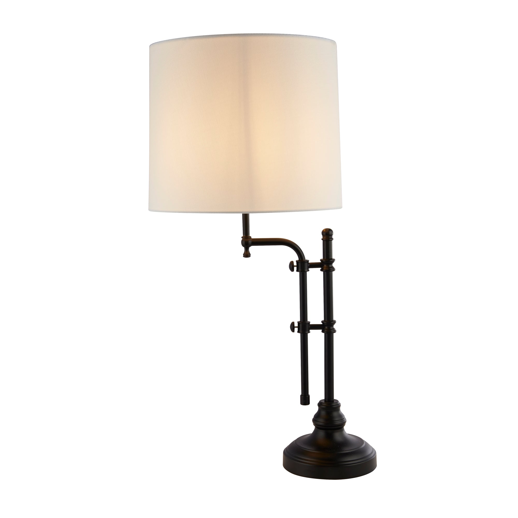 Munich Table Lamp - Matt Black Metal & Natural Linen Shade