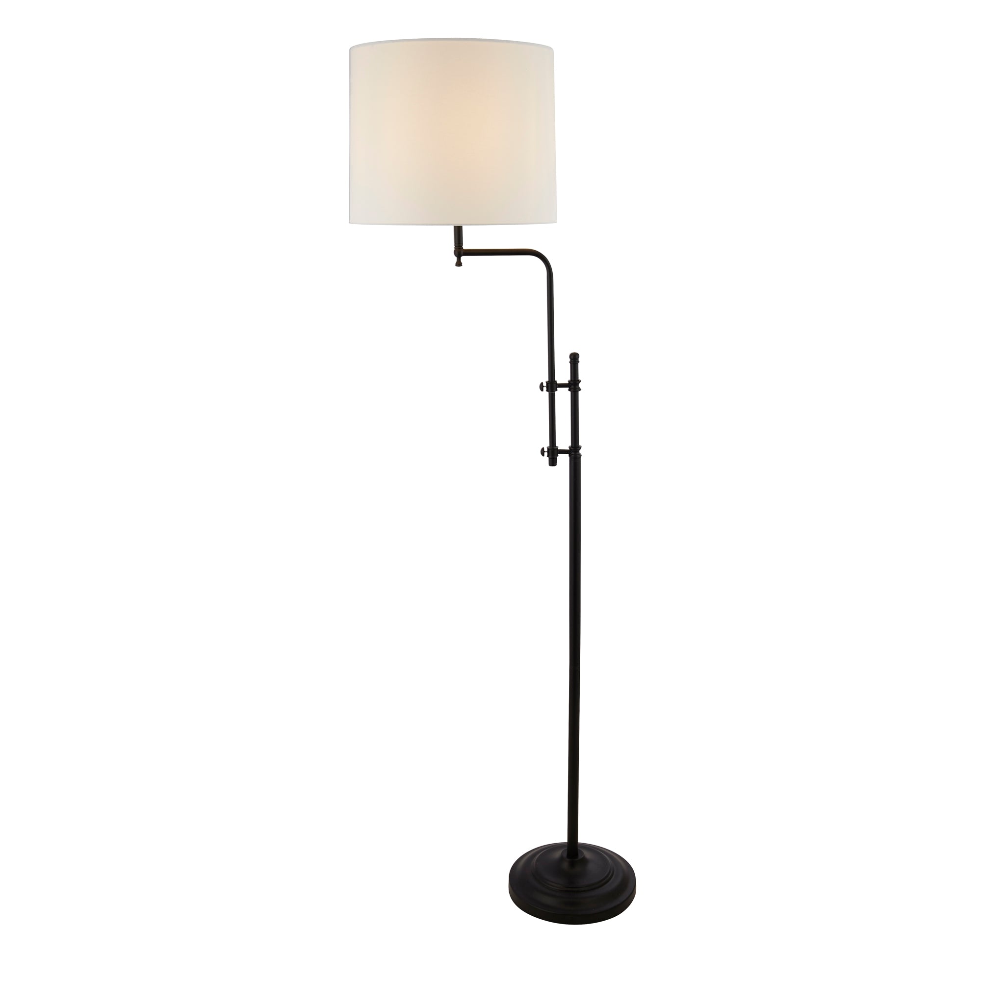 Munich Floor Lamp - Matt Black Metal & Natural Linen Shade