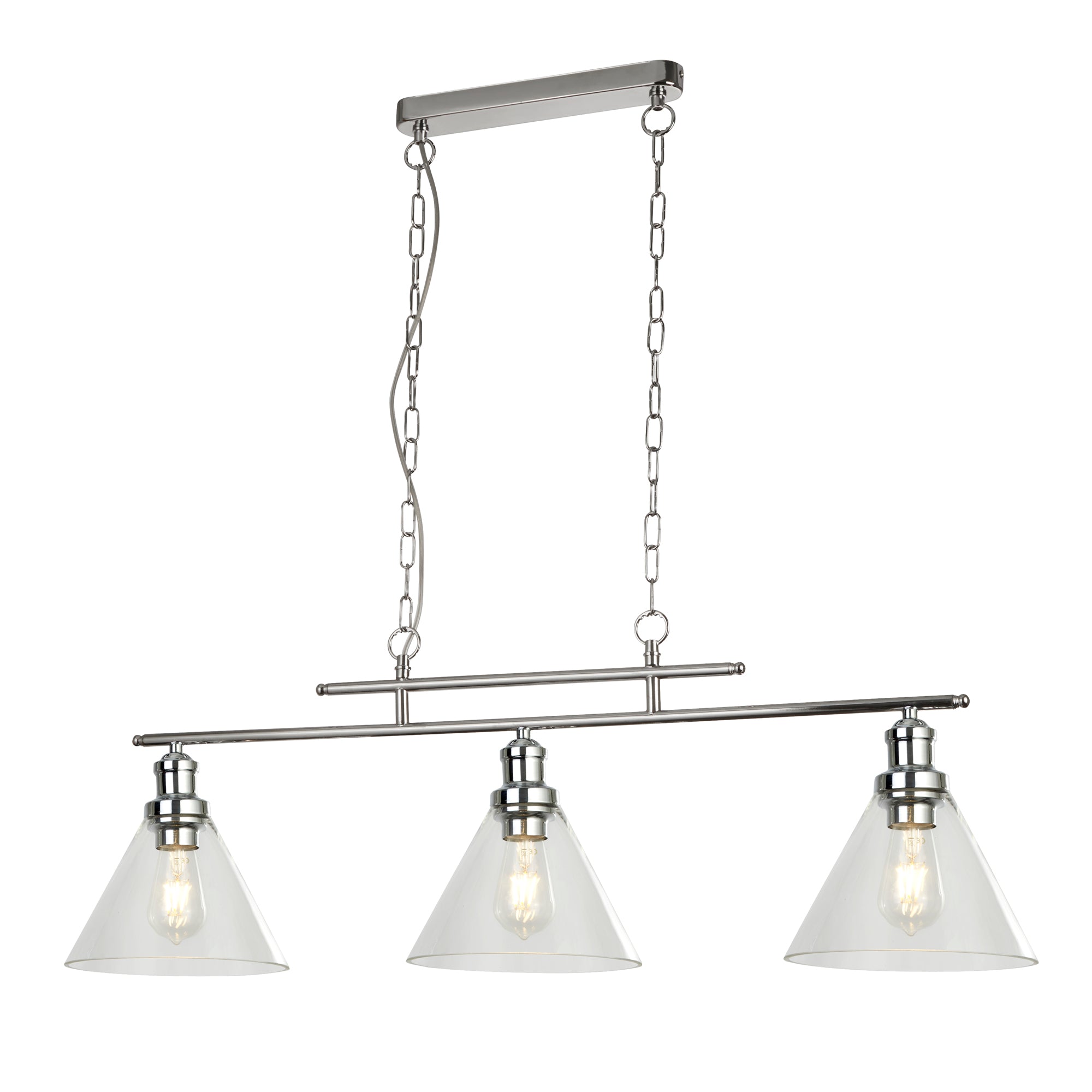 Pyramid Bar Pendant - Metal & Glass Chrome