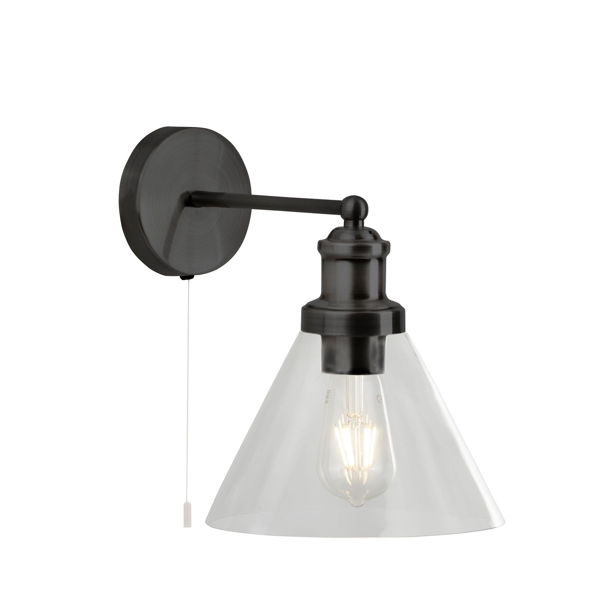 Pyramid Wall Light - Metal & Glass Black