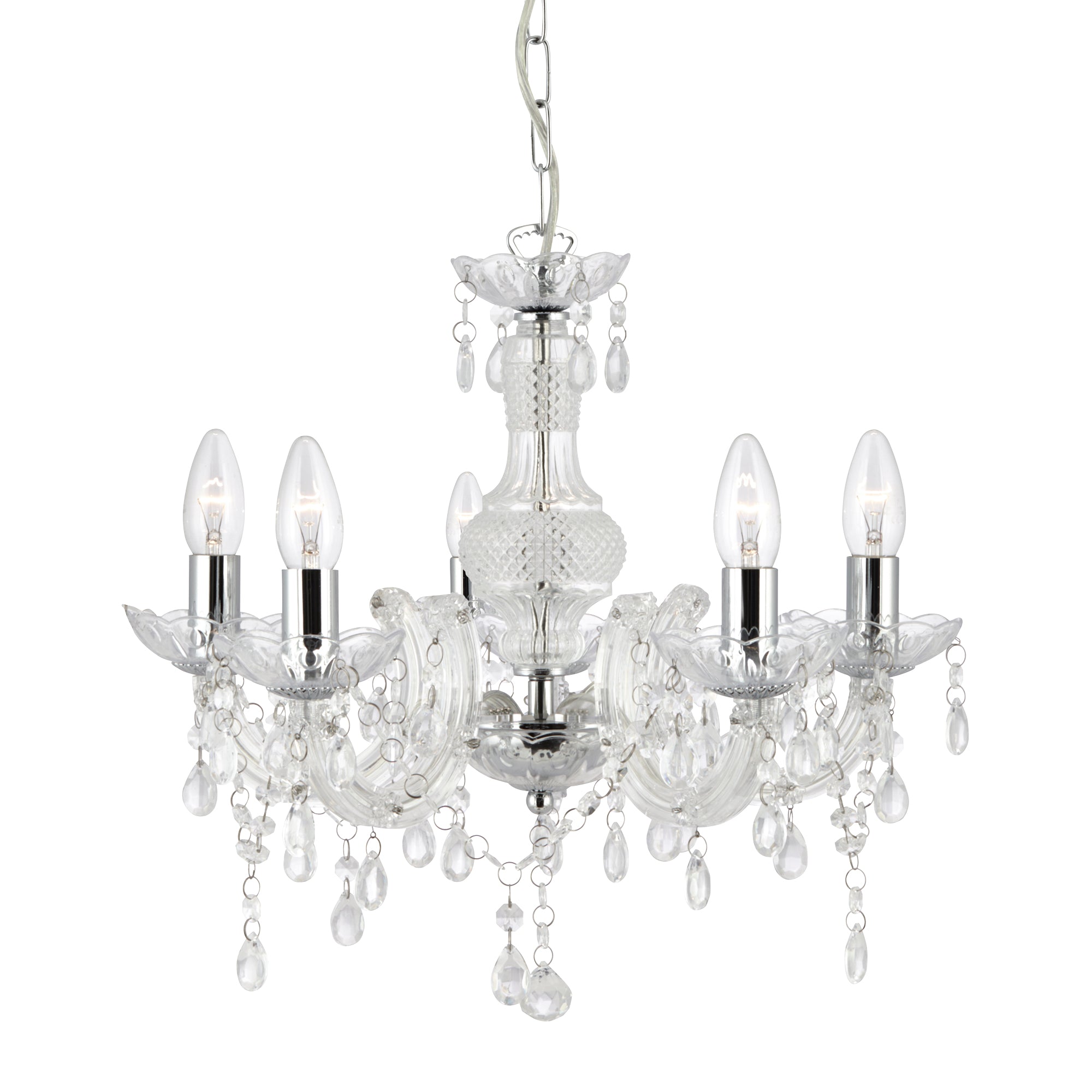 Marie Therese Pendant - Glass & Acrylic Clear and Chrome