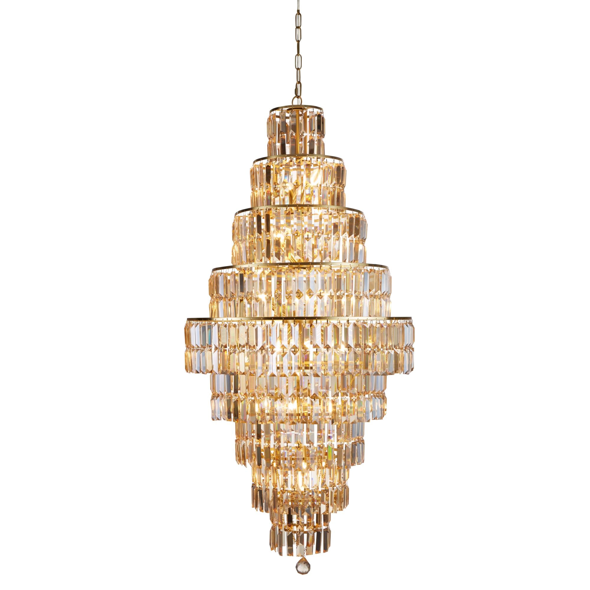Empire 13Lt Chandelier - Satin Brass Metal & Champagne Glass Brass / 13