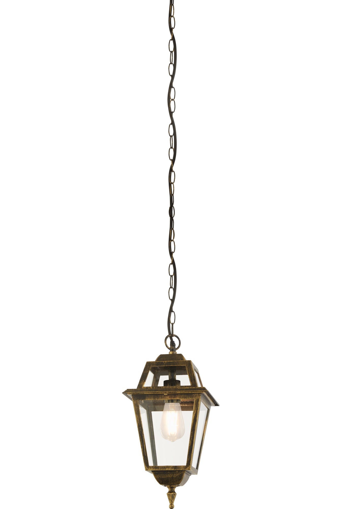 New Orleans Pendant Lantern, Black Gold & Glass,IP44