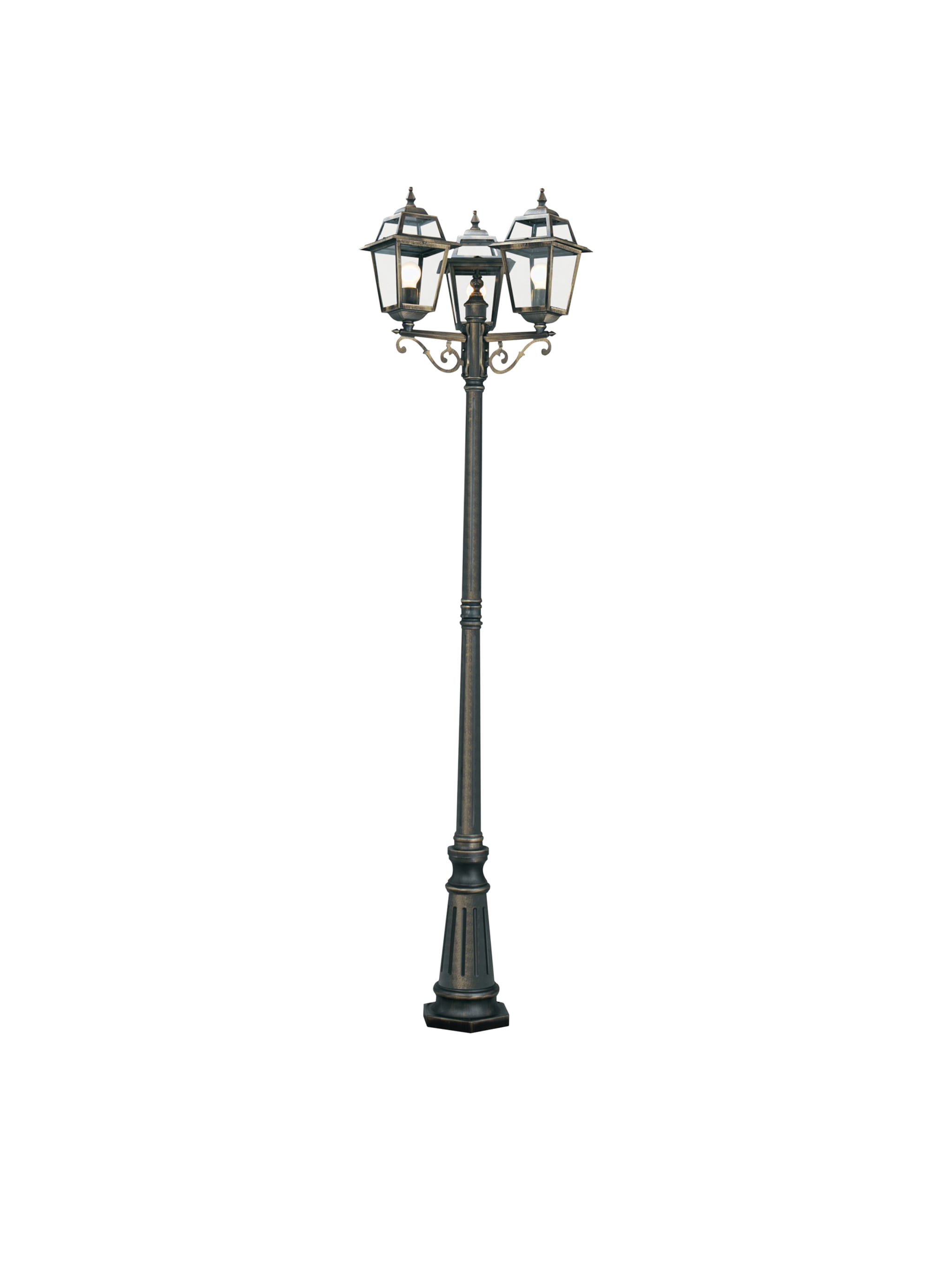 New Orleans Outdoor Post - Black Gold Metal & Glass