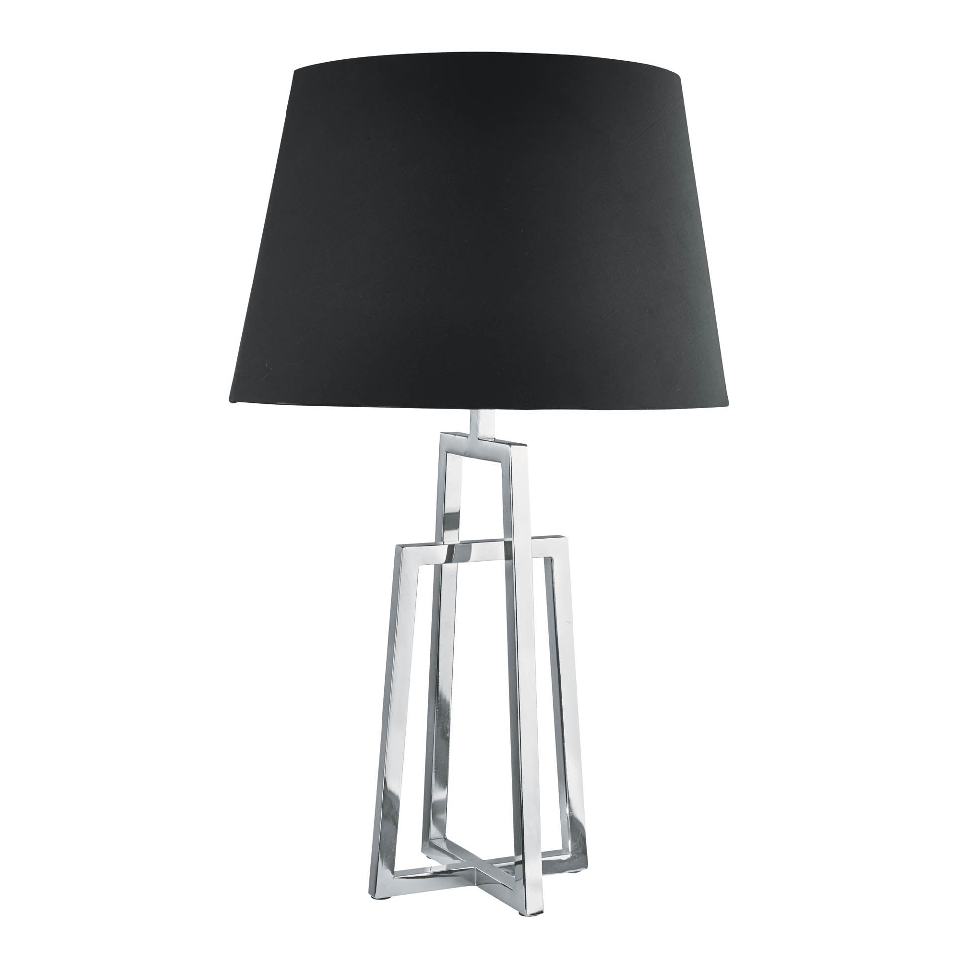 York Table Lamp - Chrome Base & Black Tapered Shade