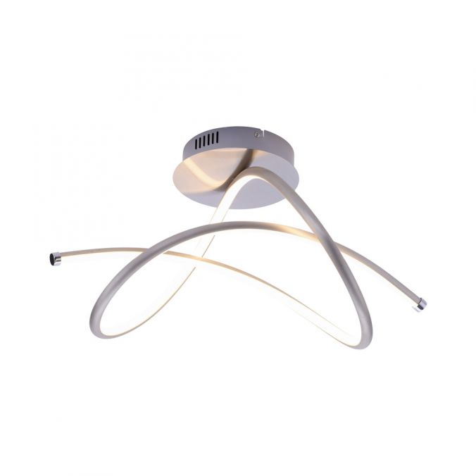 Satin Silver Twist Semi Flush Ceiling Light