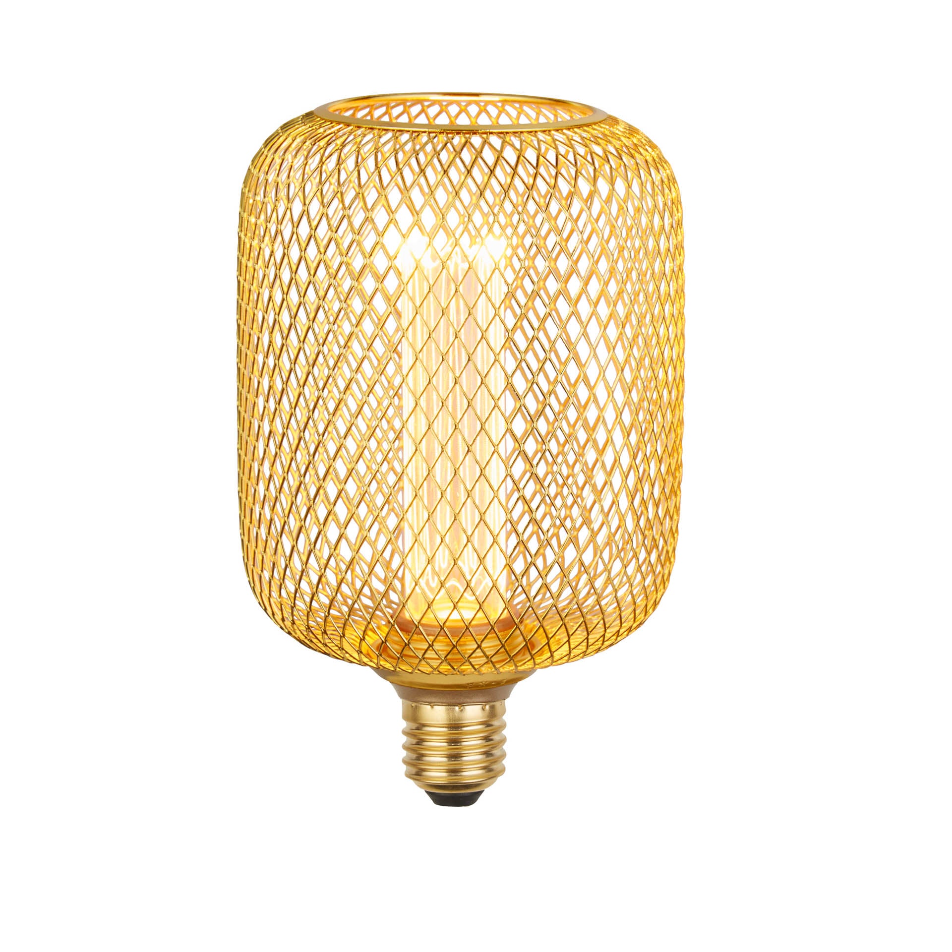 Wire Mesh Effect Drum Lamp Gold