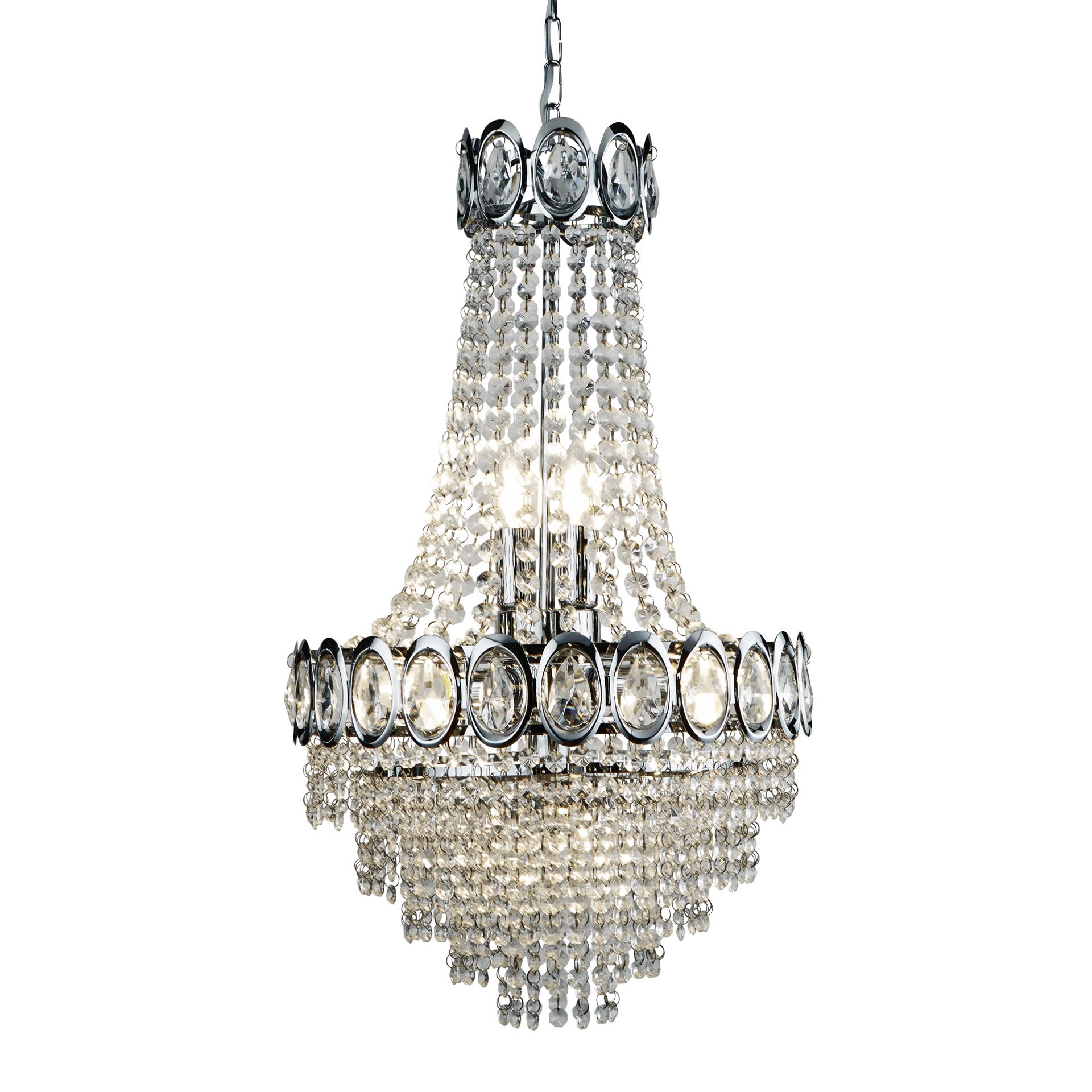 Louis Phillipe Chandelier - Chrome Metal & Crystal Chrome / 6