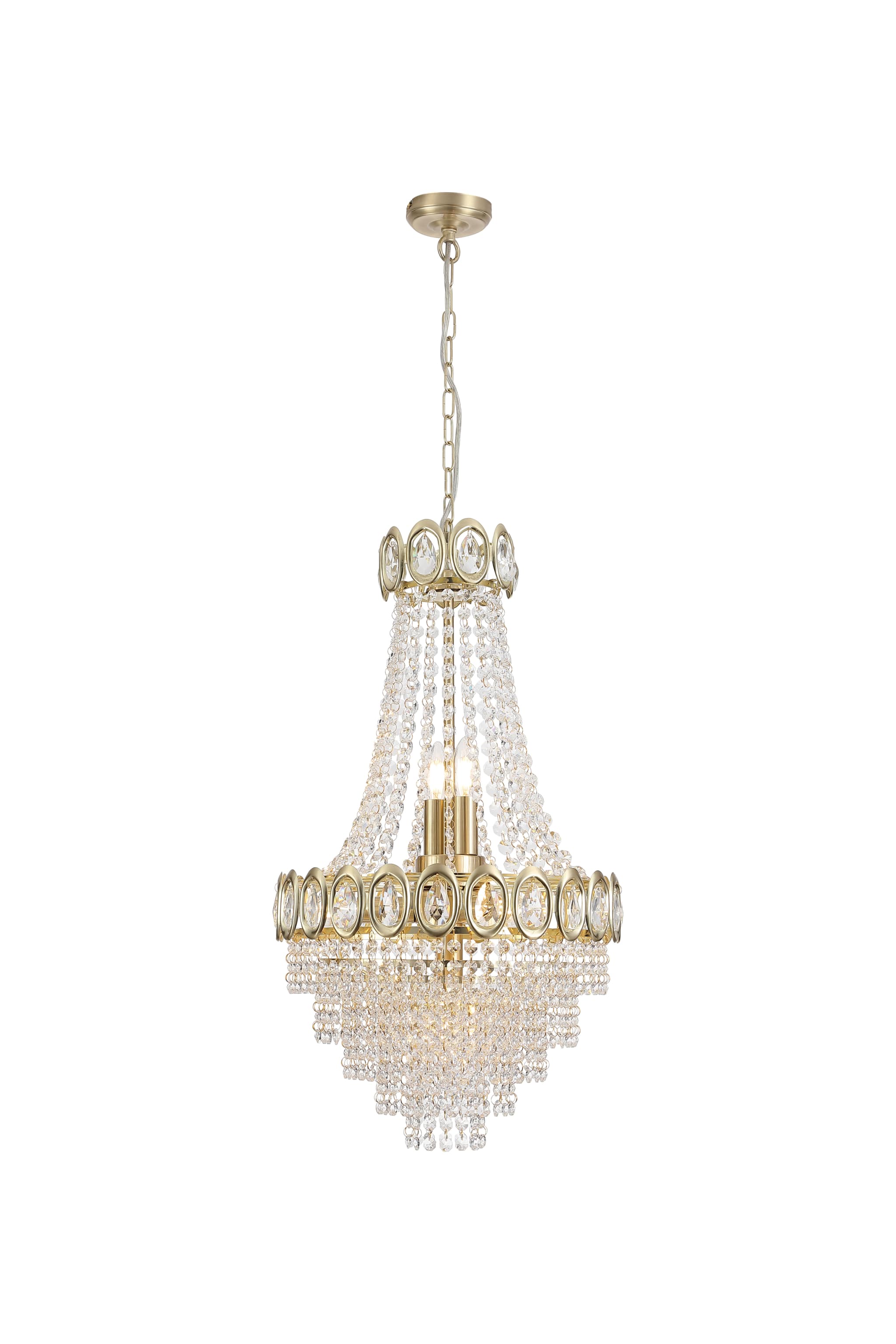 Louis Phillipe 6Lt Pendant Lamp, Satin Brass with Clear crys