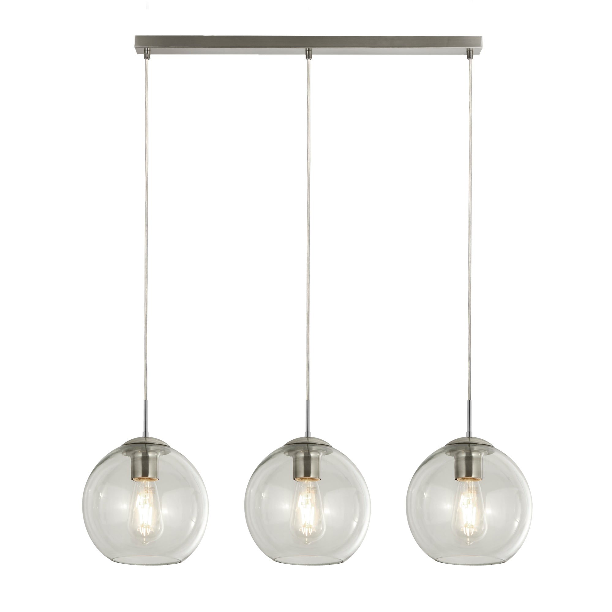 Balls 3Lt Bar Pendant - Metal & Glass Chrome