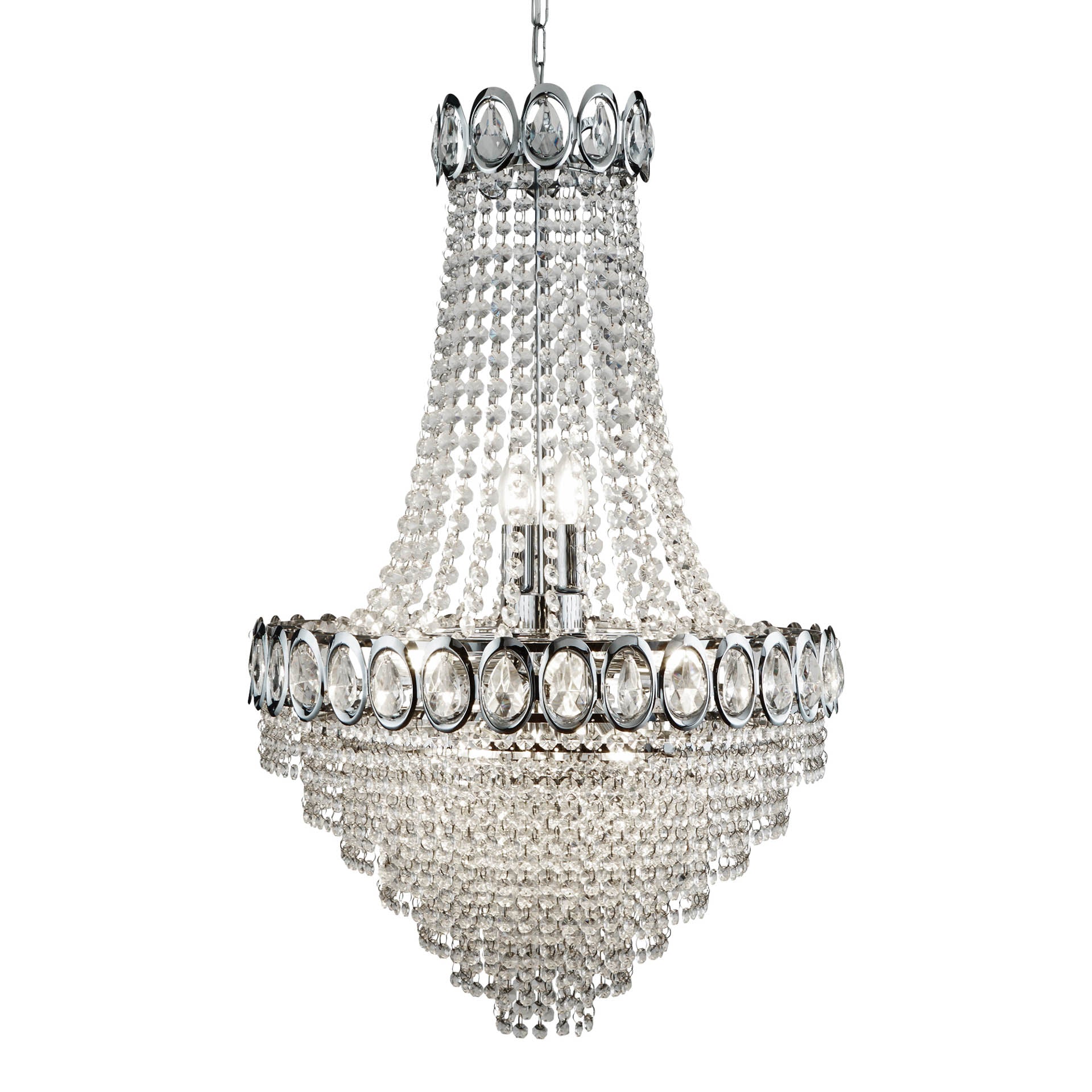 Louis Phillipe Chandelier - Chrome Metal & Crystal Chrome / 11