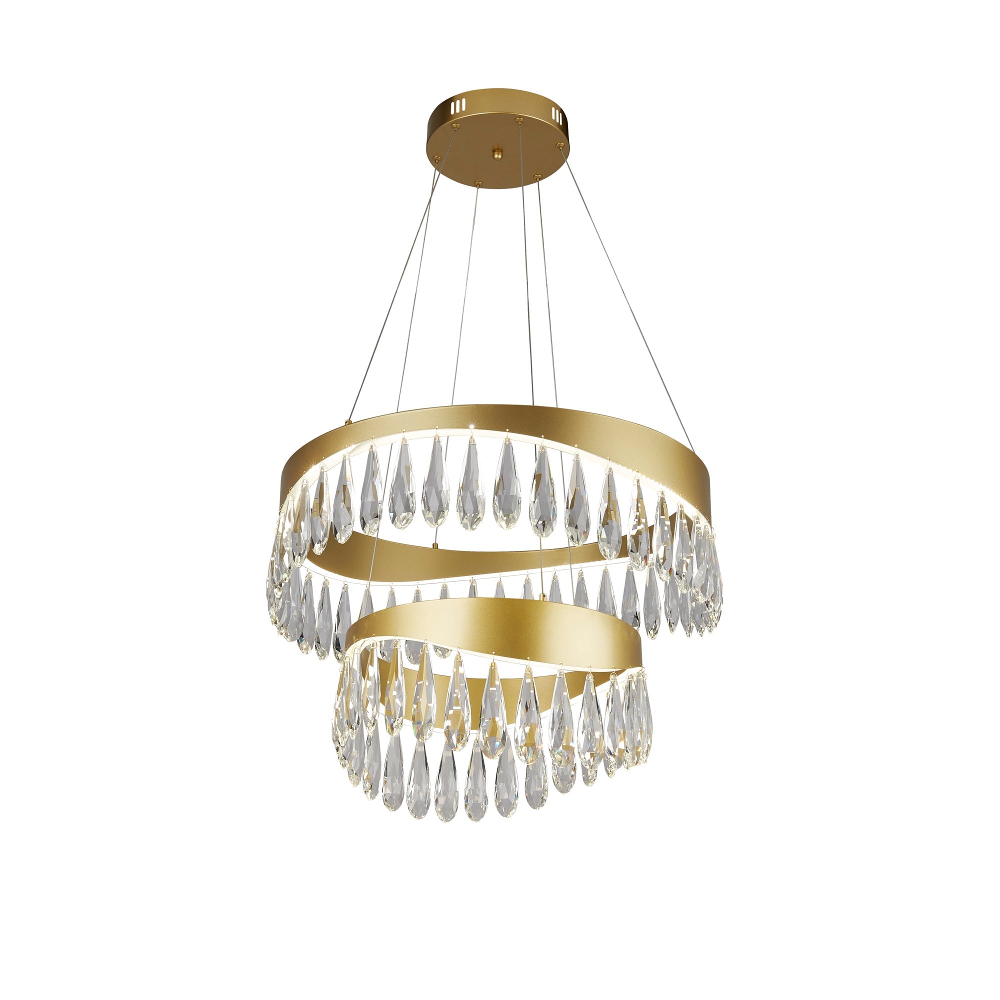 Jewel 2 Tier Pendant - Gold & Crystal