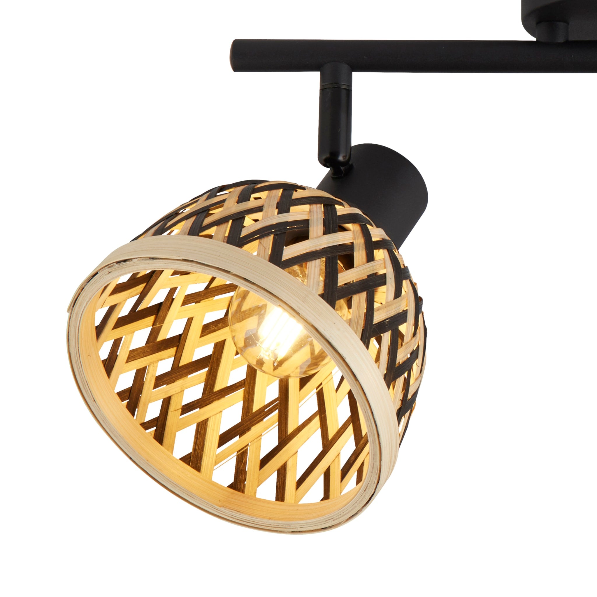 Lance 2Lt Spotlight Bar - Black Metal & Bamboo Shade