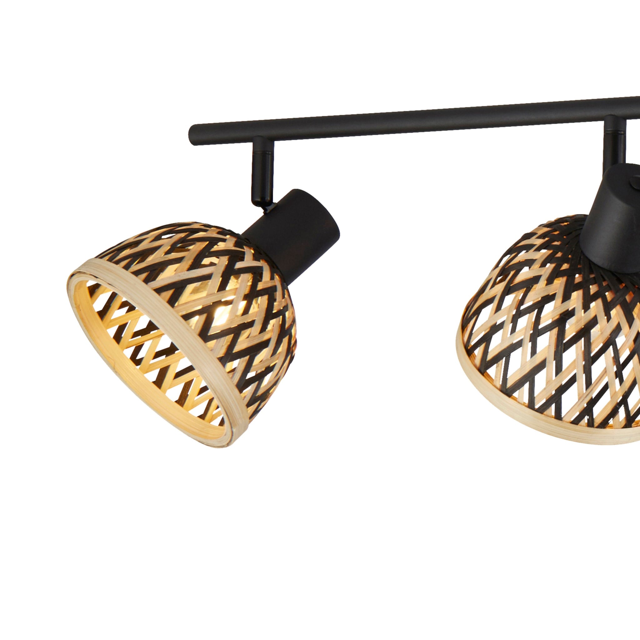 Lance 4Lt Spotlight Bar - Black Metal & Bamboo Shade