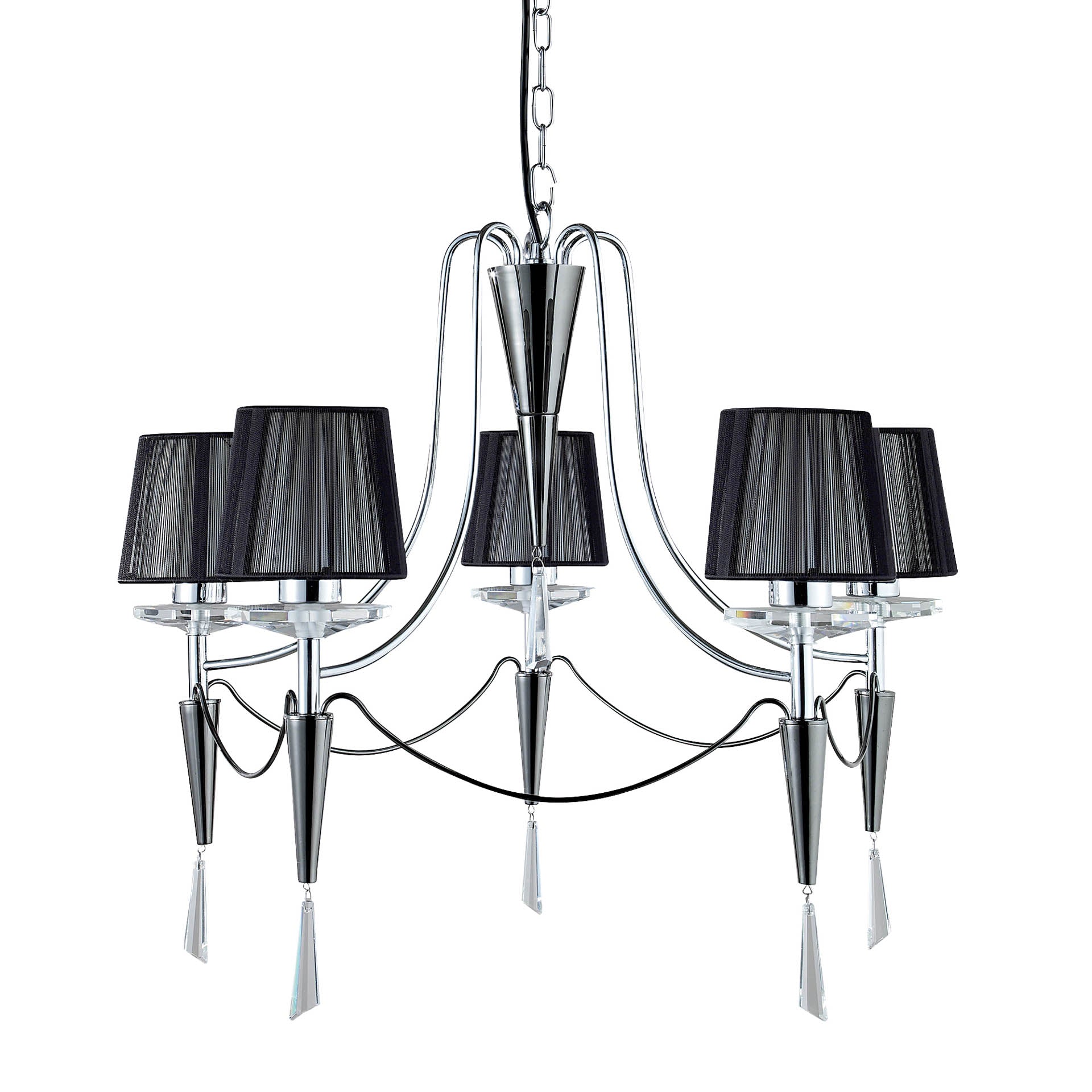 Duchess Ceiling Pendant - Chrome/Crystal & Black Shades