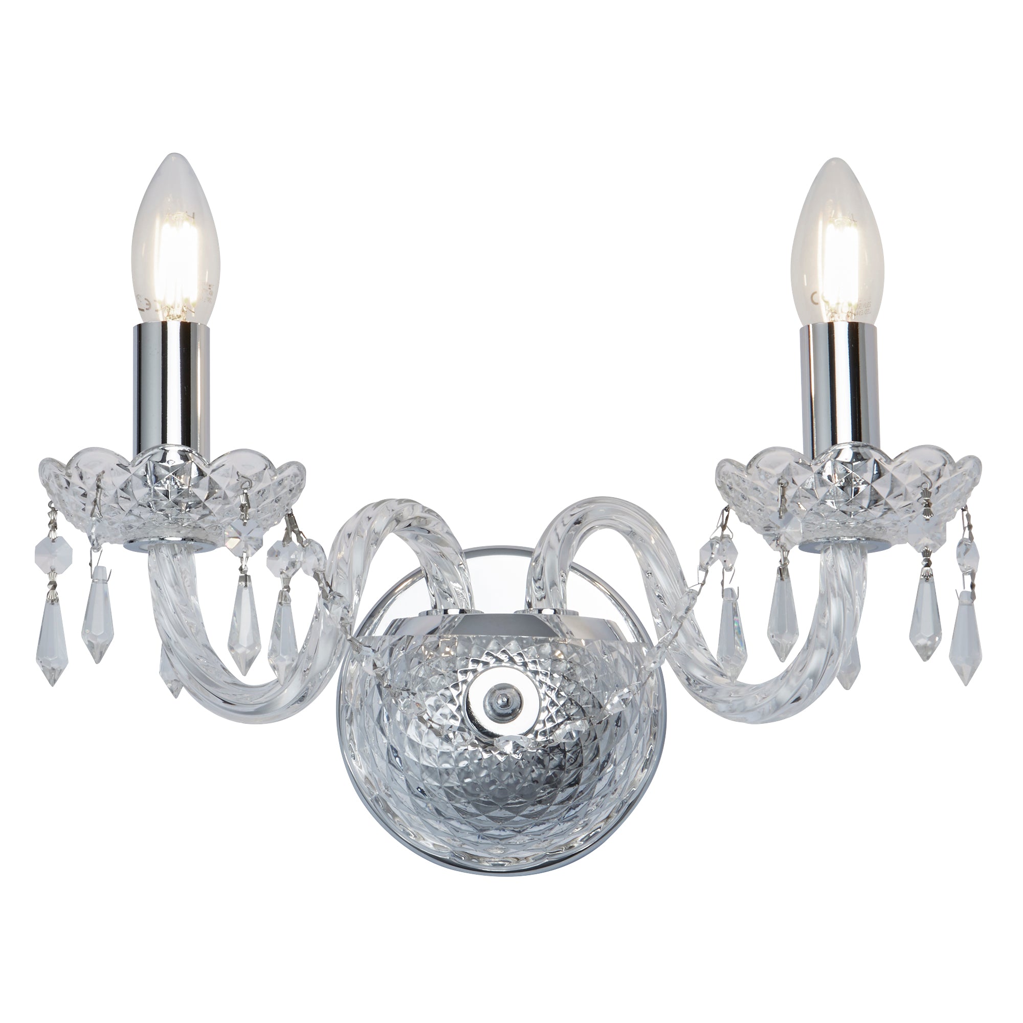 Hale Wall Light - Chrome Metal & Clear Crystal