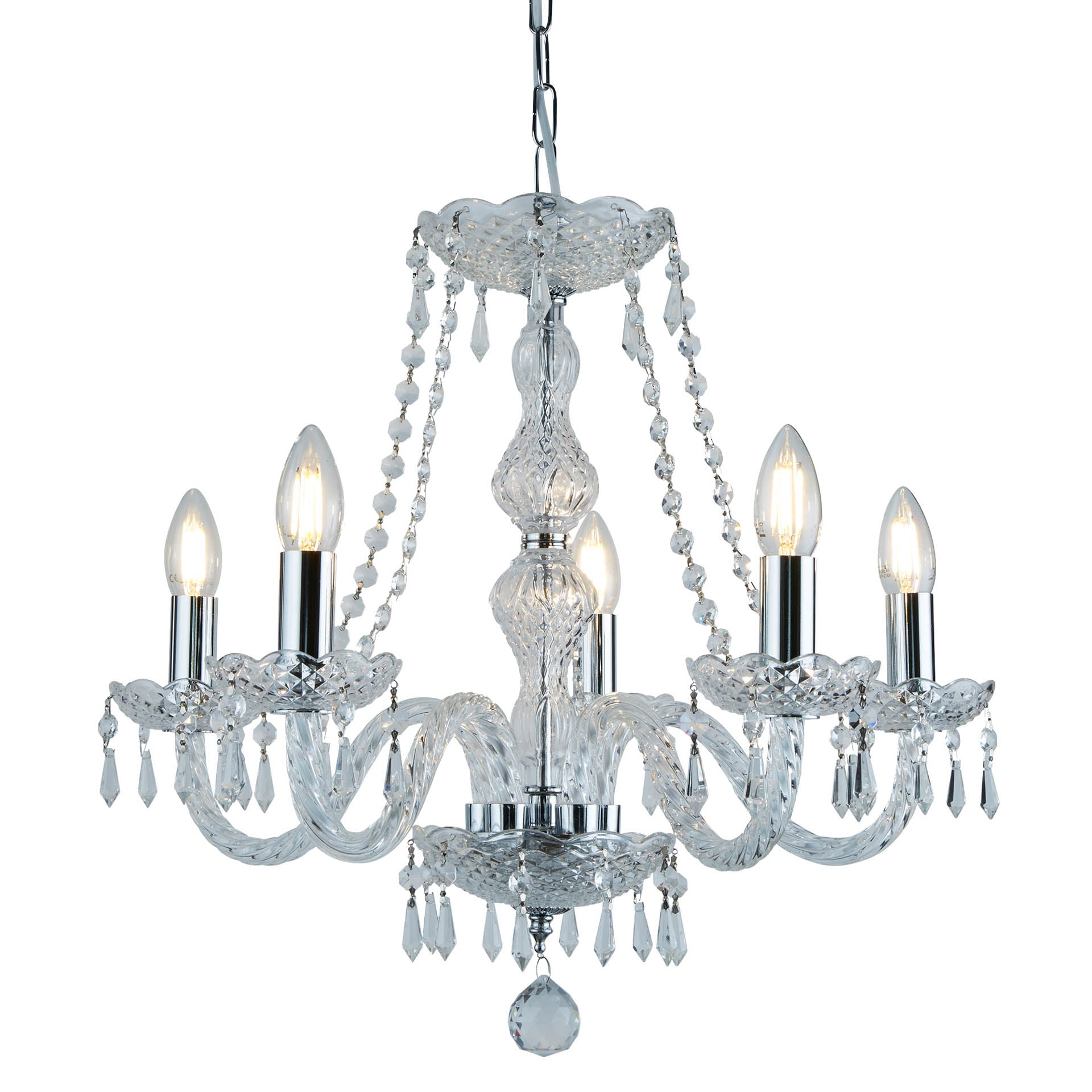 Hale Chandelier - Chrome Metal & Clear Crystal