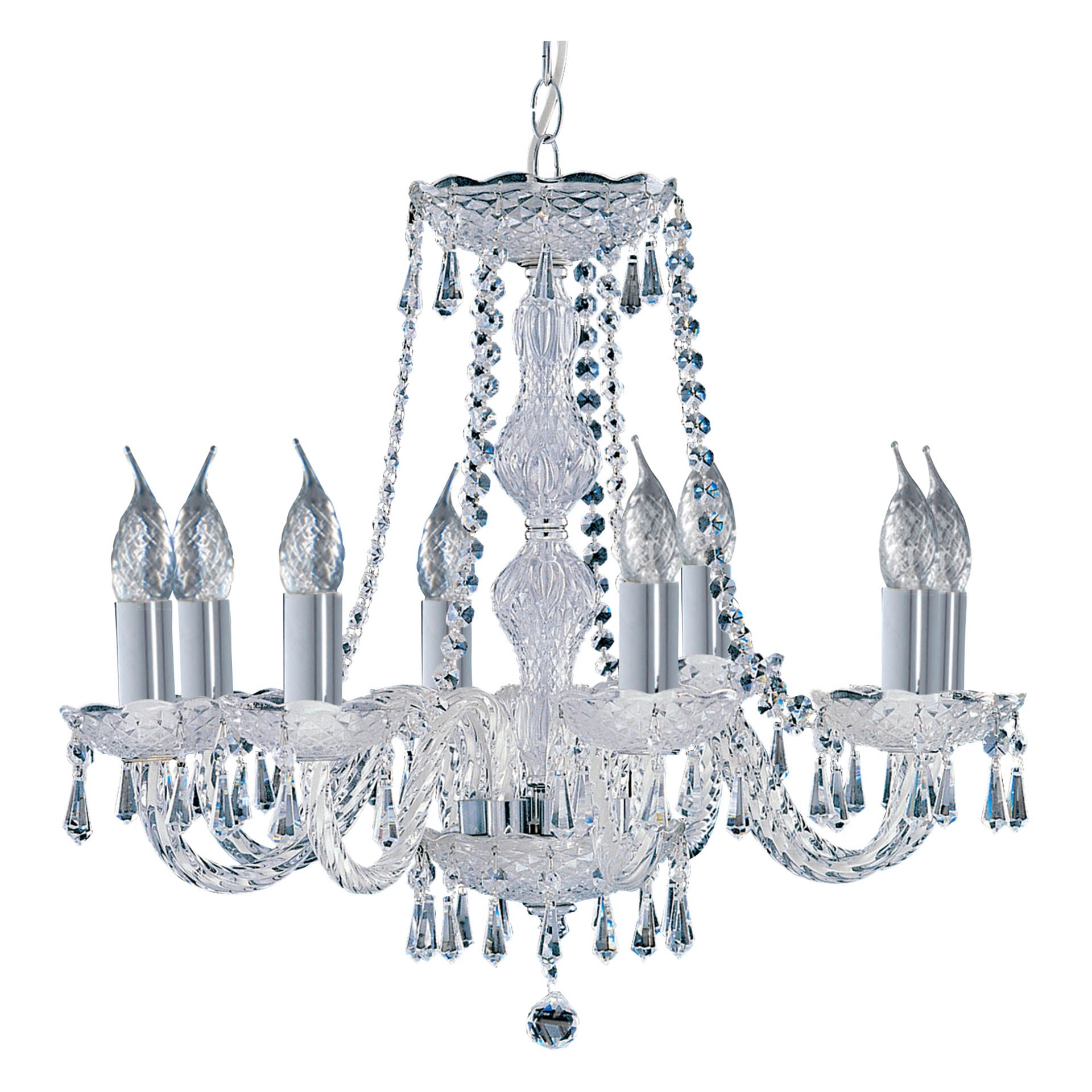 Hale 8Lt Chandelier - Chrome Metal & Clear Crystal Chrome and Clear / 8