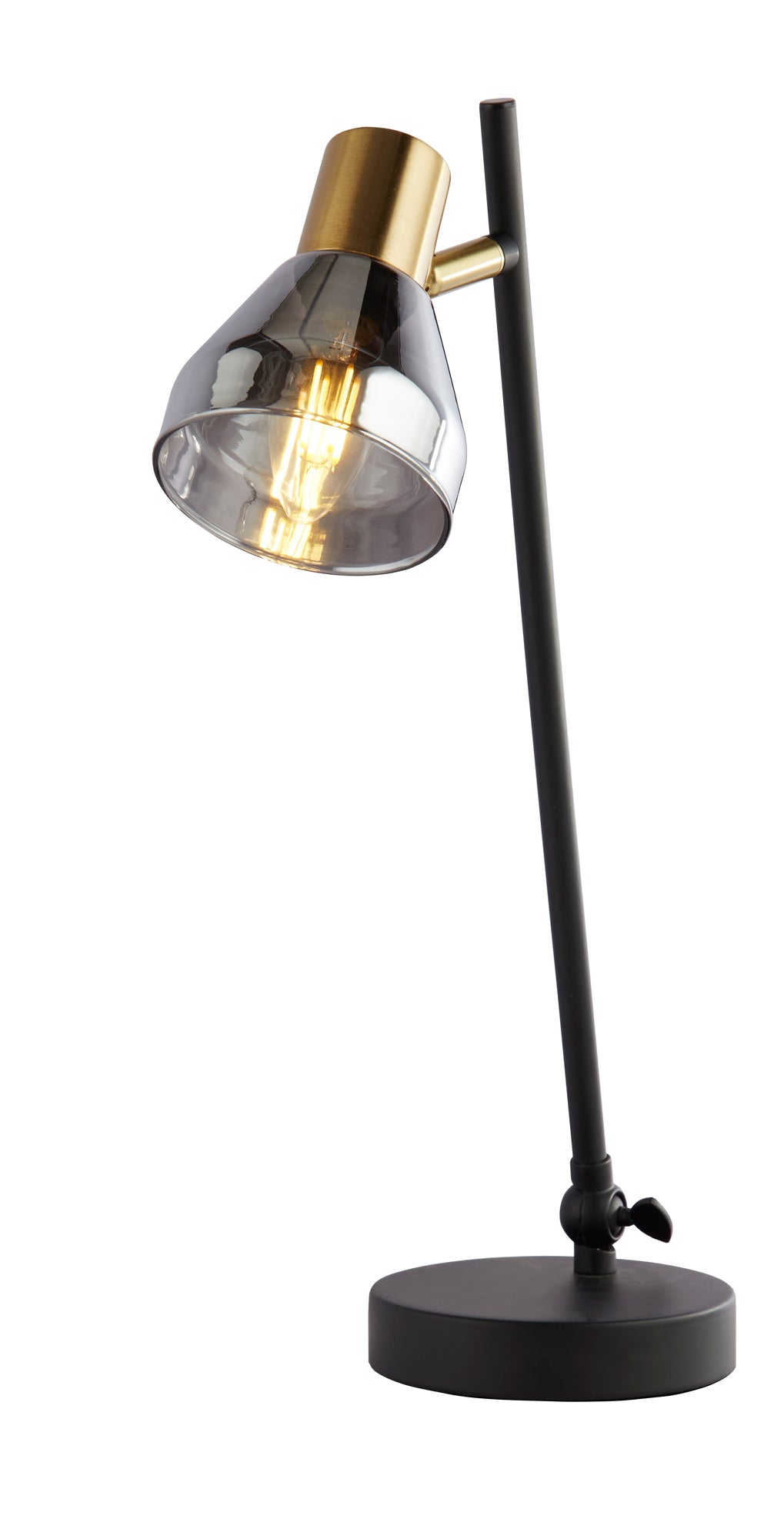 Westminster Table Lamp - Black, Satin Brass Metal & Smoked