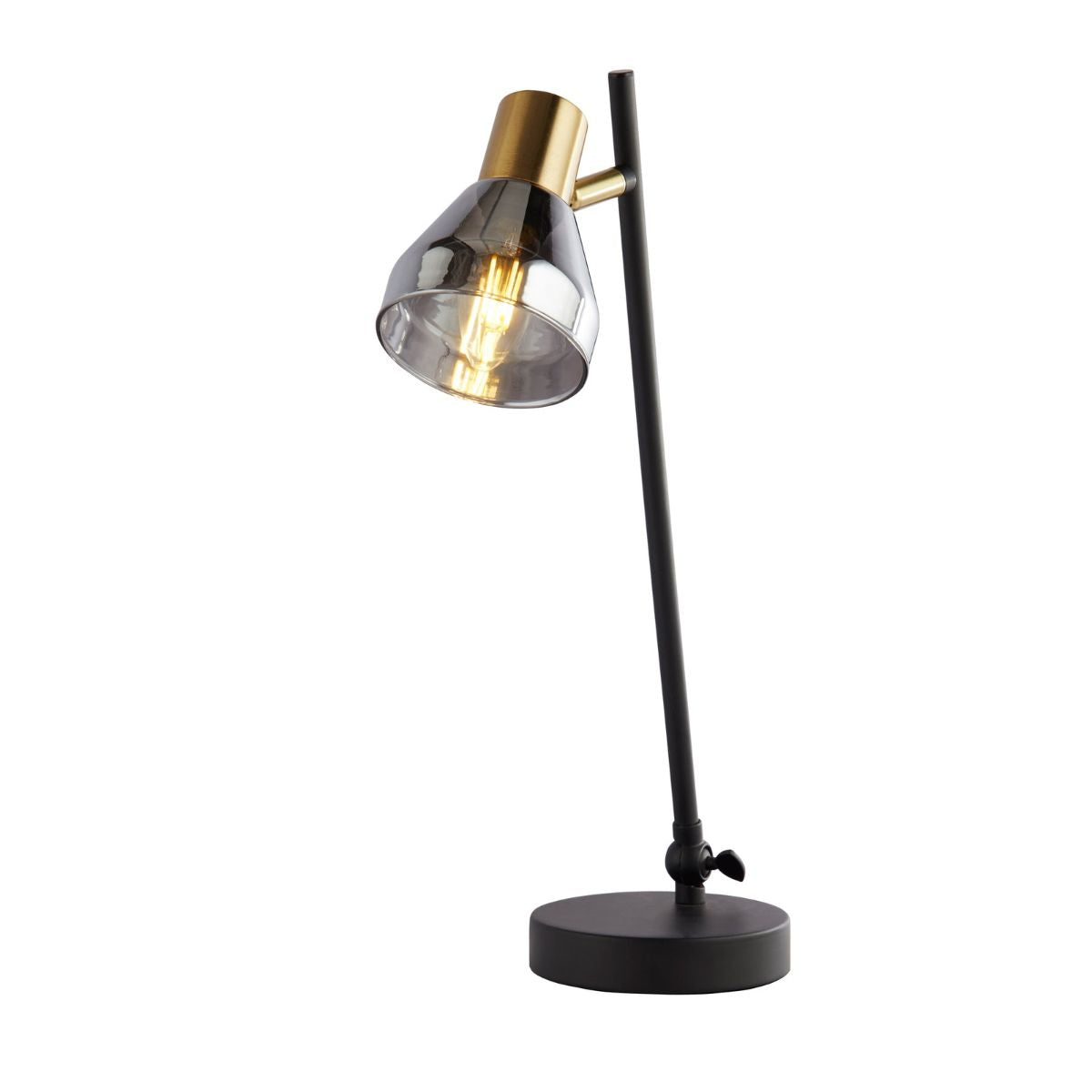 Westminster Table Lamp - Black, Satin Brass Metal & Smoked