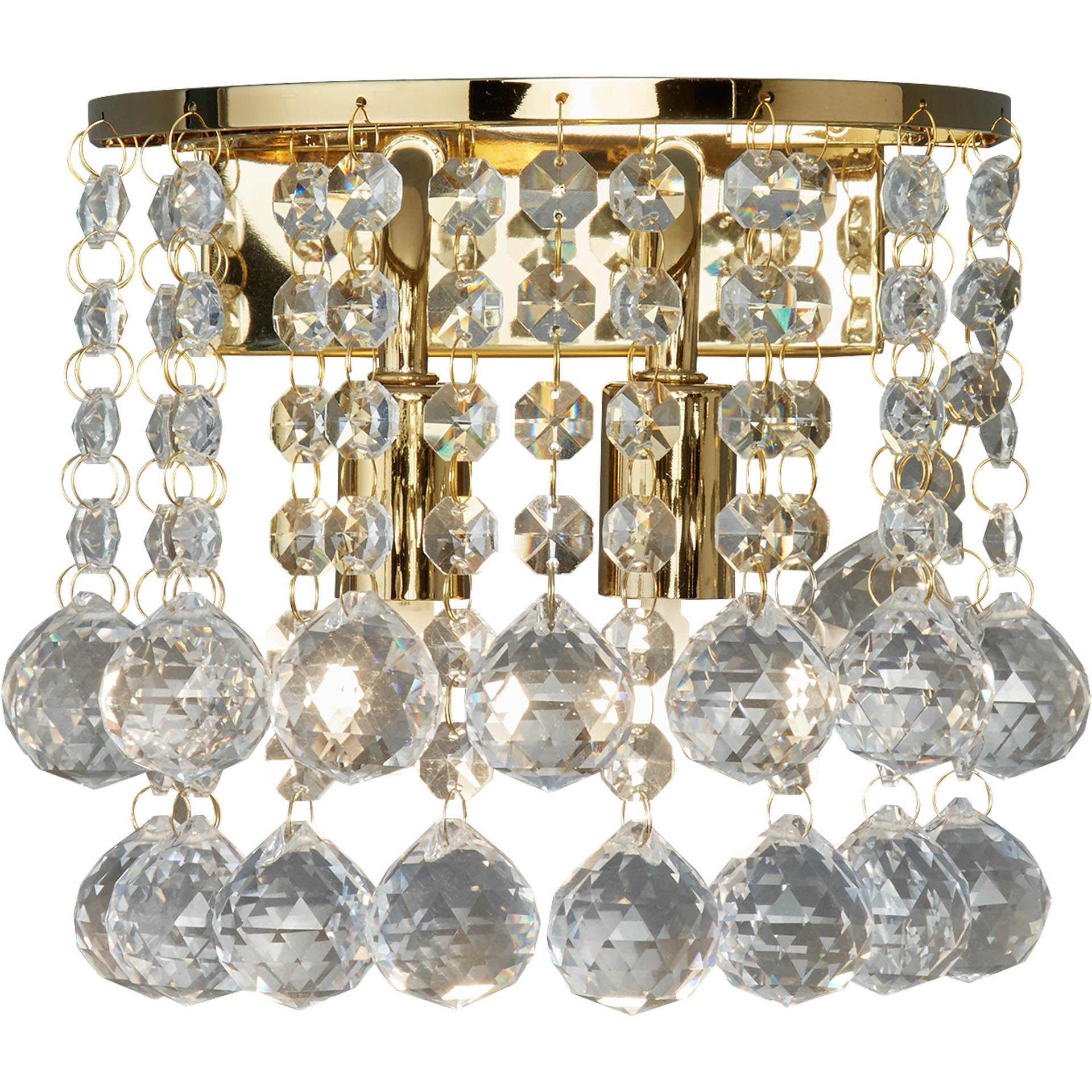 Hanna 2Lt Wall Light - Gold Metal & Clear Crystal Gold