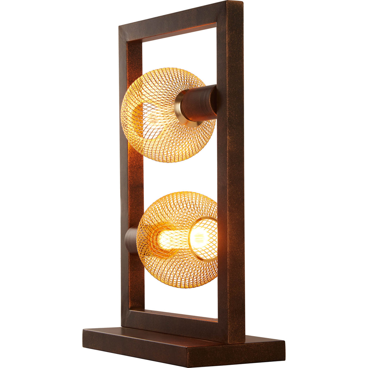 Oblong Table Lamp - Rustic Brown Metal
