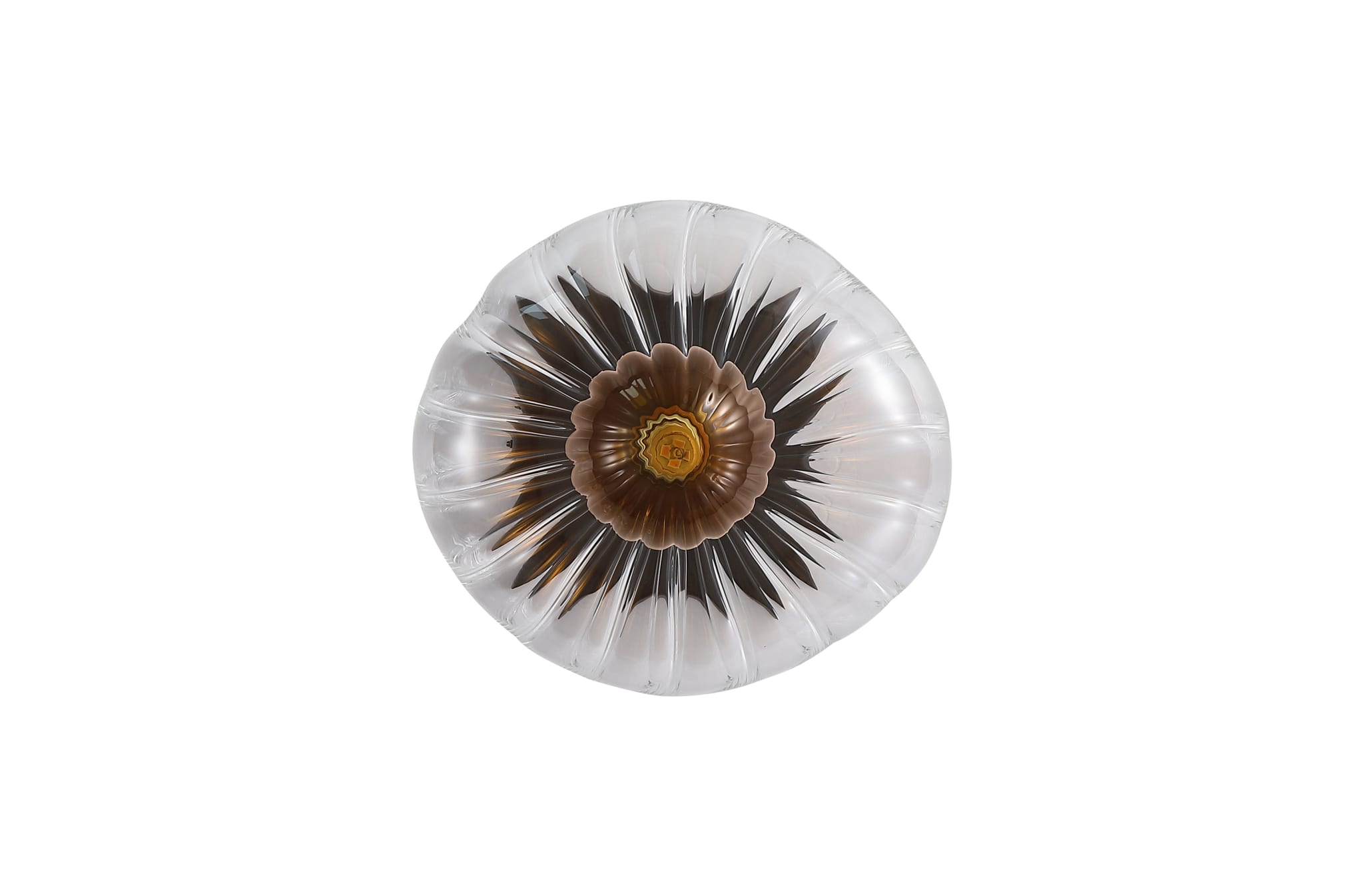 Sunbeam 1lt Wall Light, Clear and Amber Ribbed Glass
