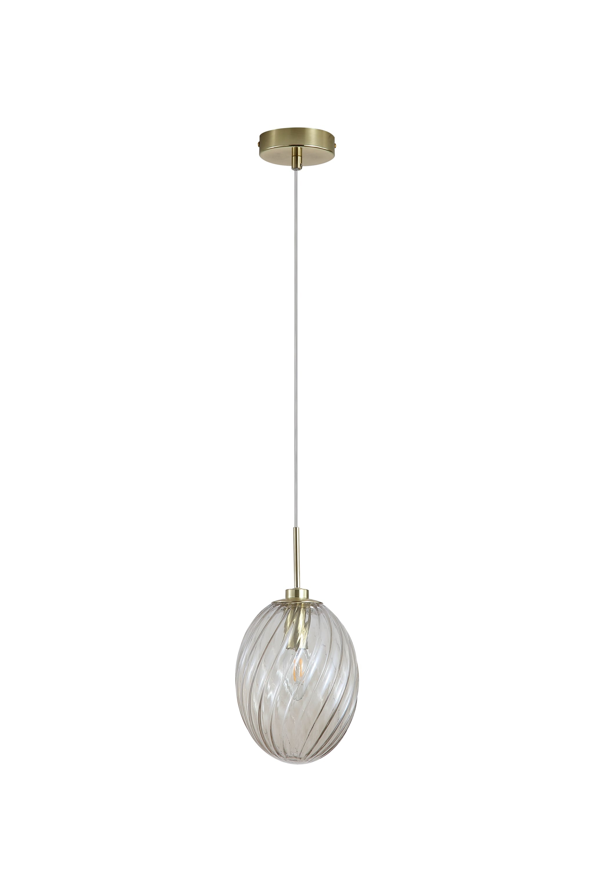 Whirl 1Lt Pendant, Satin Brass Metal with Champagne Glass