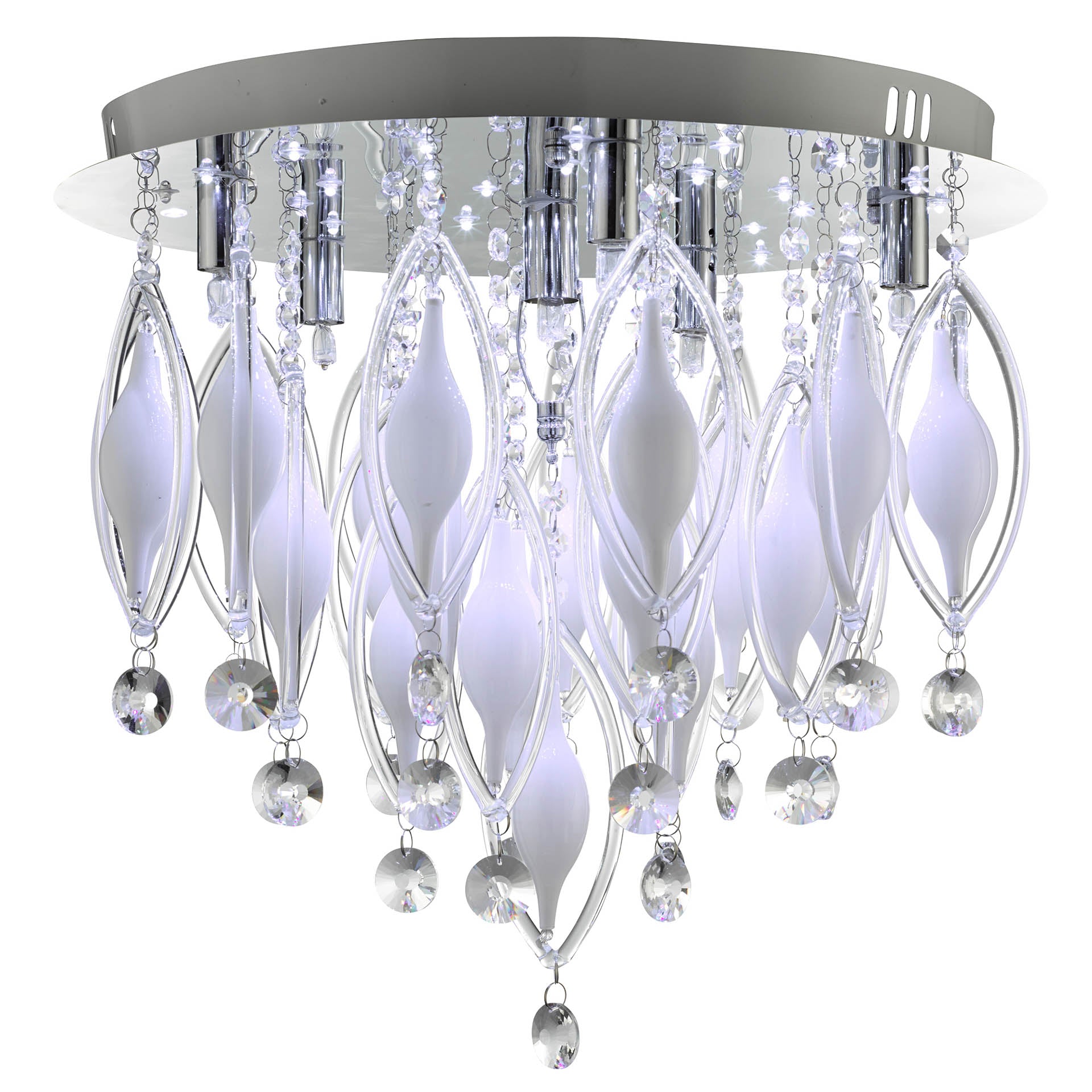 Spindle LED Remote Control Flush - Chrome & Glass