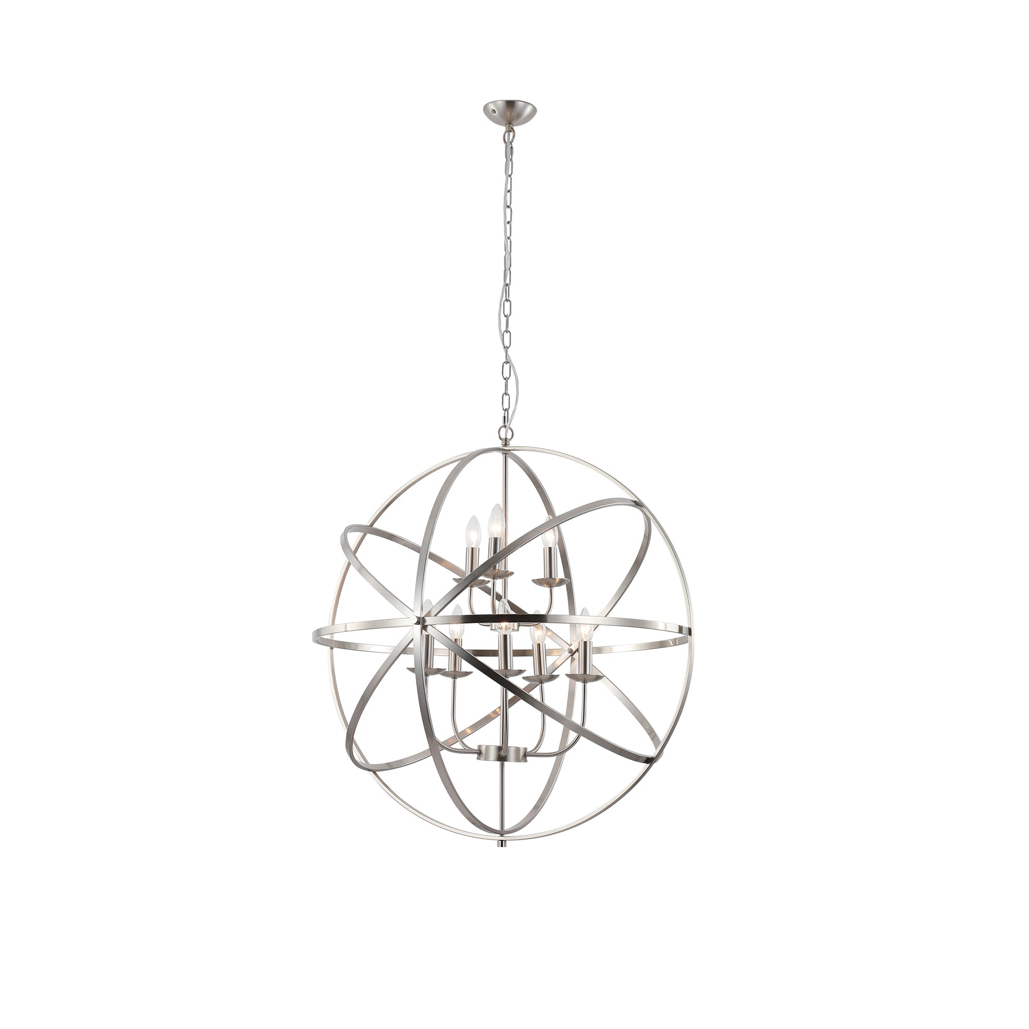 Orbit 8Lt Pendant, Satin Silver Metal