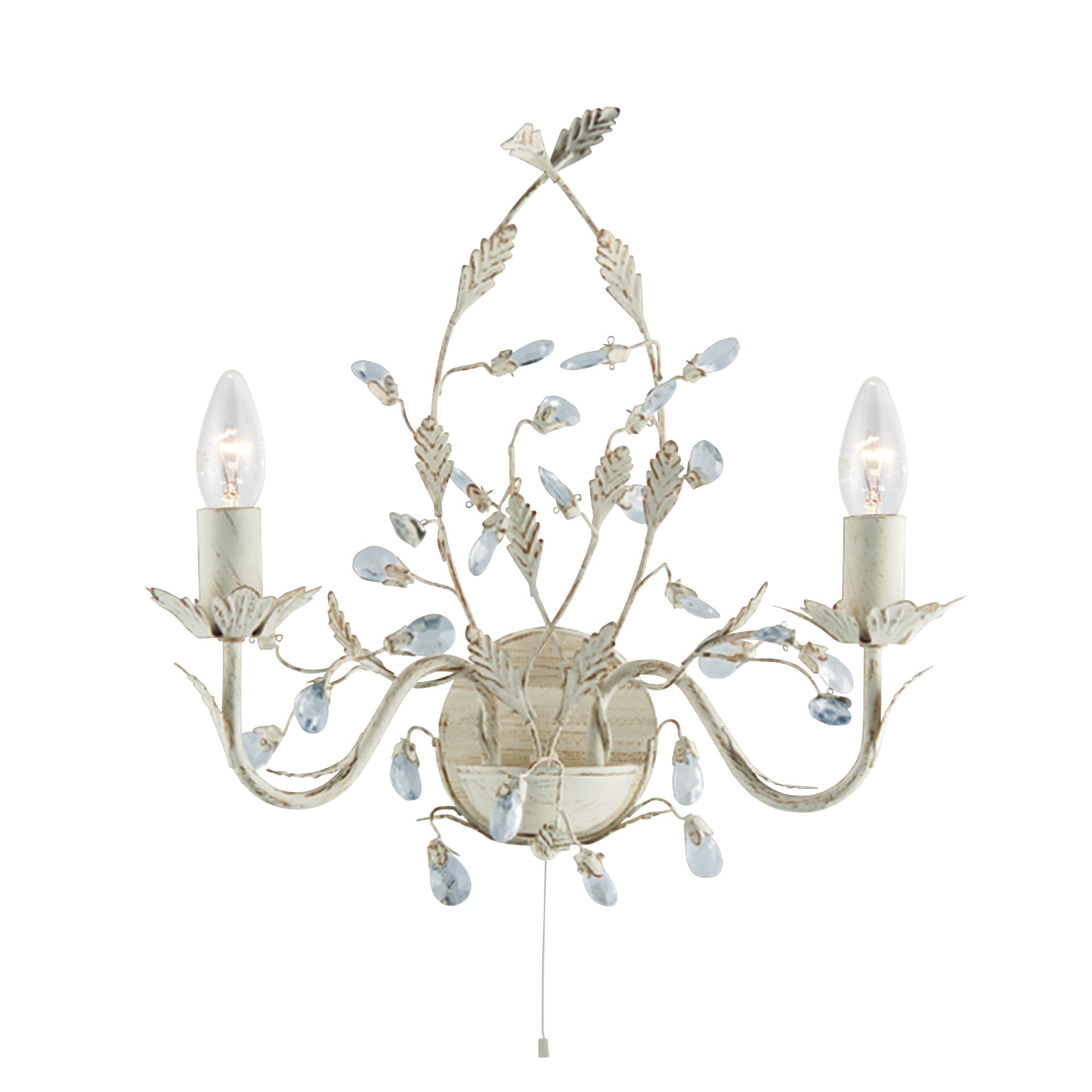 Alamandite Wall Light -Cream & Gold Metal, Glass Drops