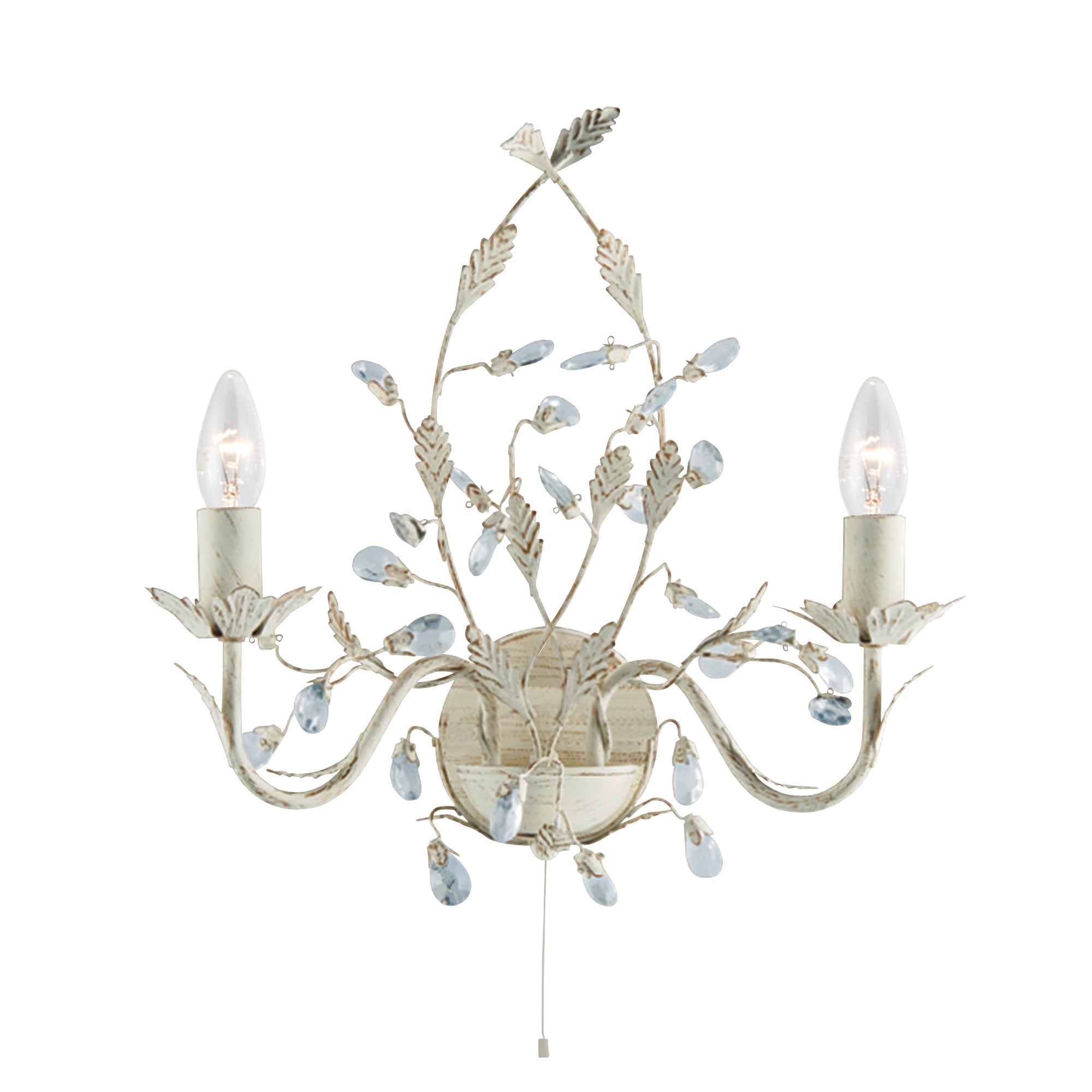 Alamandite Wall Light -Cream & Gold Metal, Glass Drops