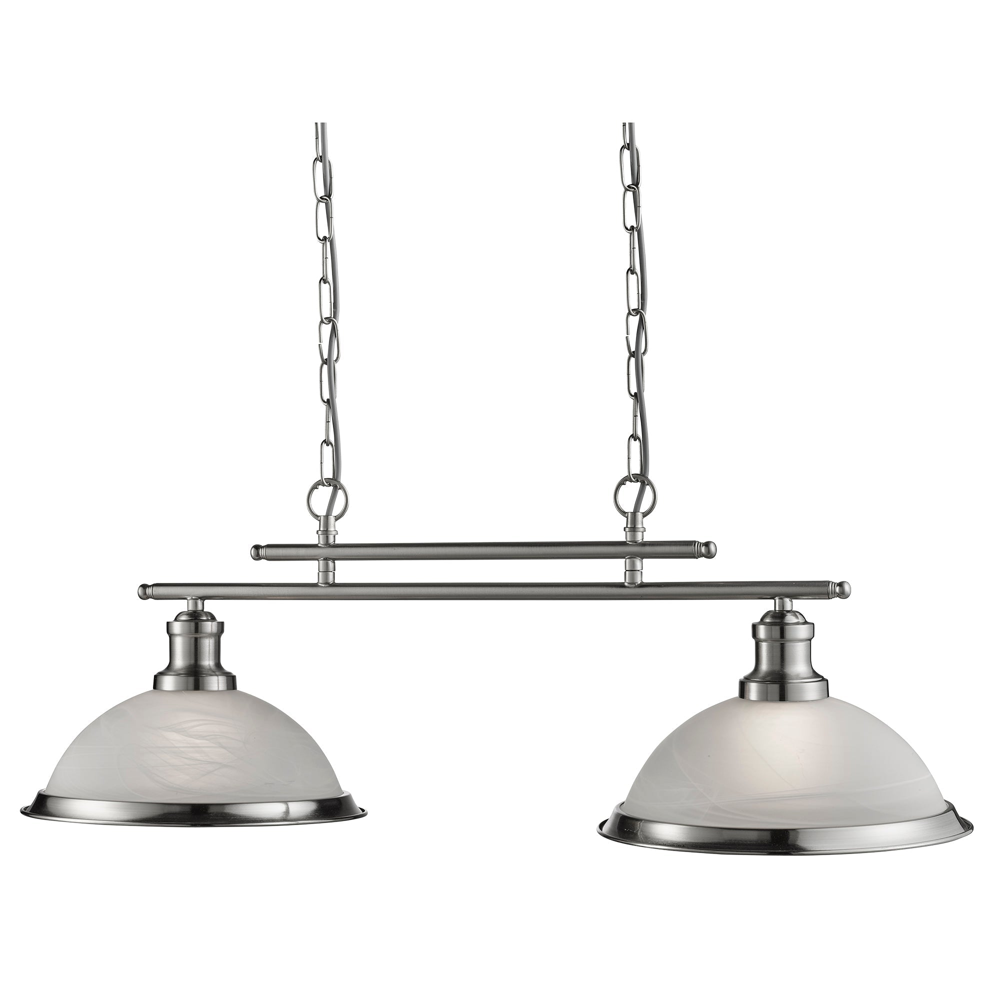 Bistro Bar Pendant - Satin Silver Metal & Acid Glass