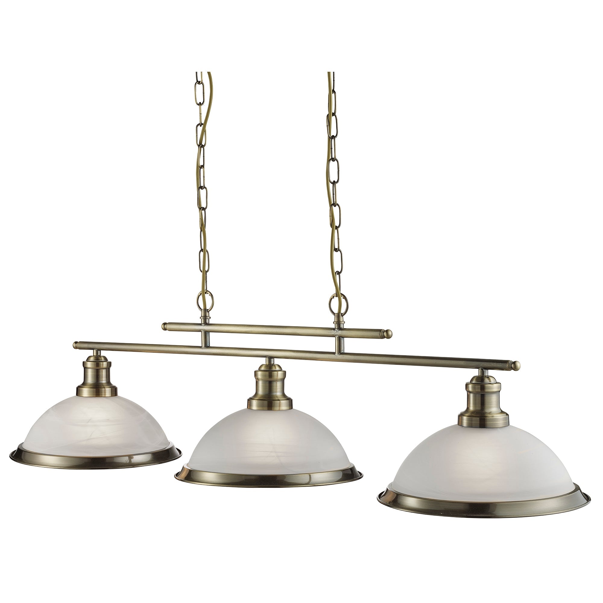 Bistro Bar Pendant - Antique Brass Metal & Acid Glass