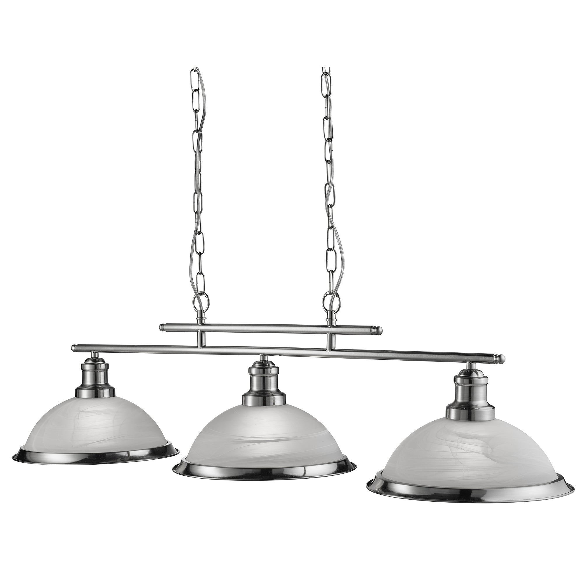 Bistro 3Lt Bar Pendant - Satin Silver Metal & Acid Glass